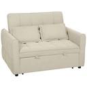2 Seater Velvet Sofa Bed 124.5 x 86.5 x 88cm - Light Brown - 1