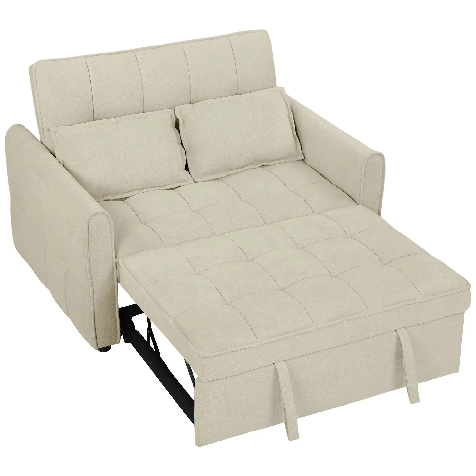 2 Seater Velvet Sofa Bed 124.5 x 86.5 x 88cm - Light Brown - 11