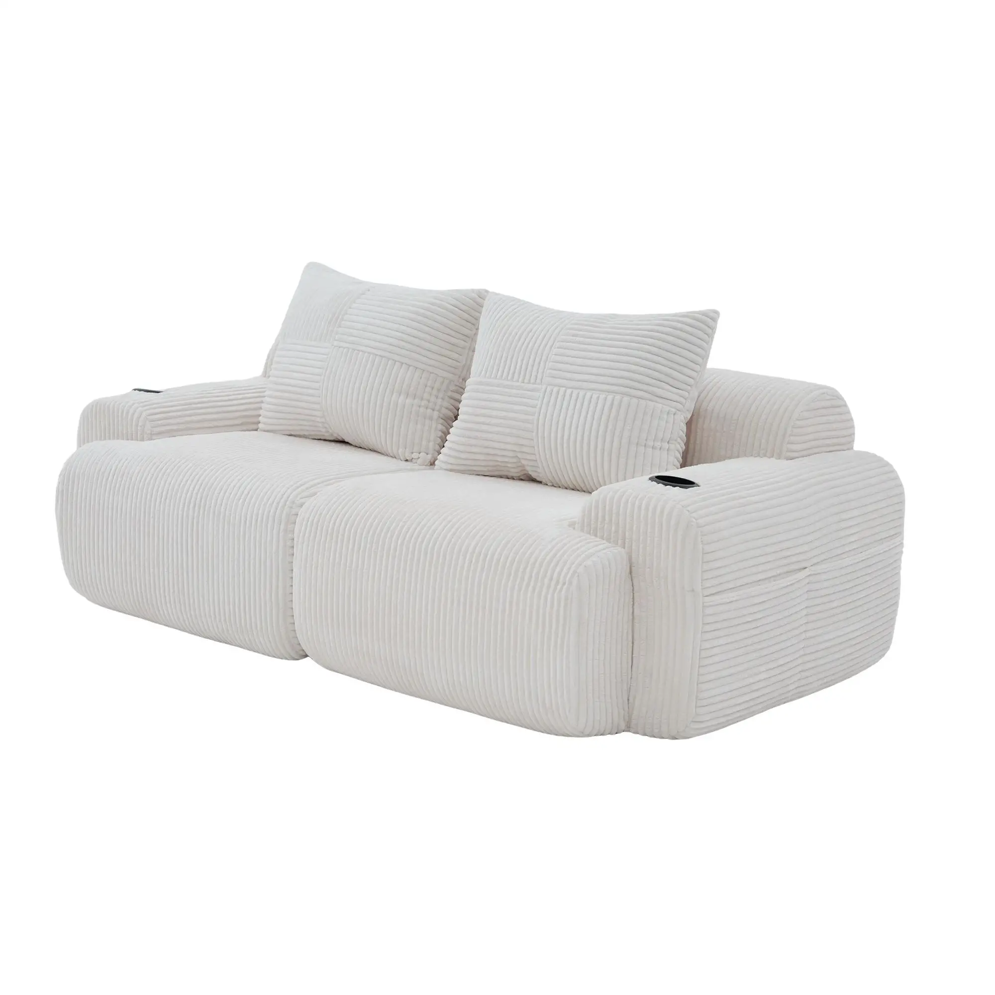 2 Seater Corduroy Sofa 200 x 99 x 80cm - Beige - 10