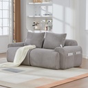 2 Seater Corduroy Sofa 200 x 99 x 80cm - Light Grey - 1