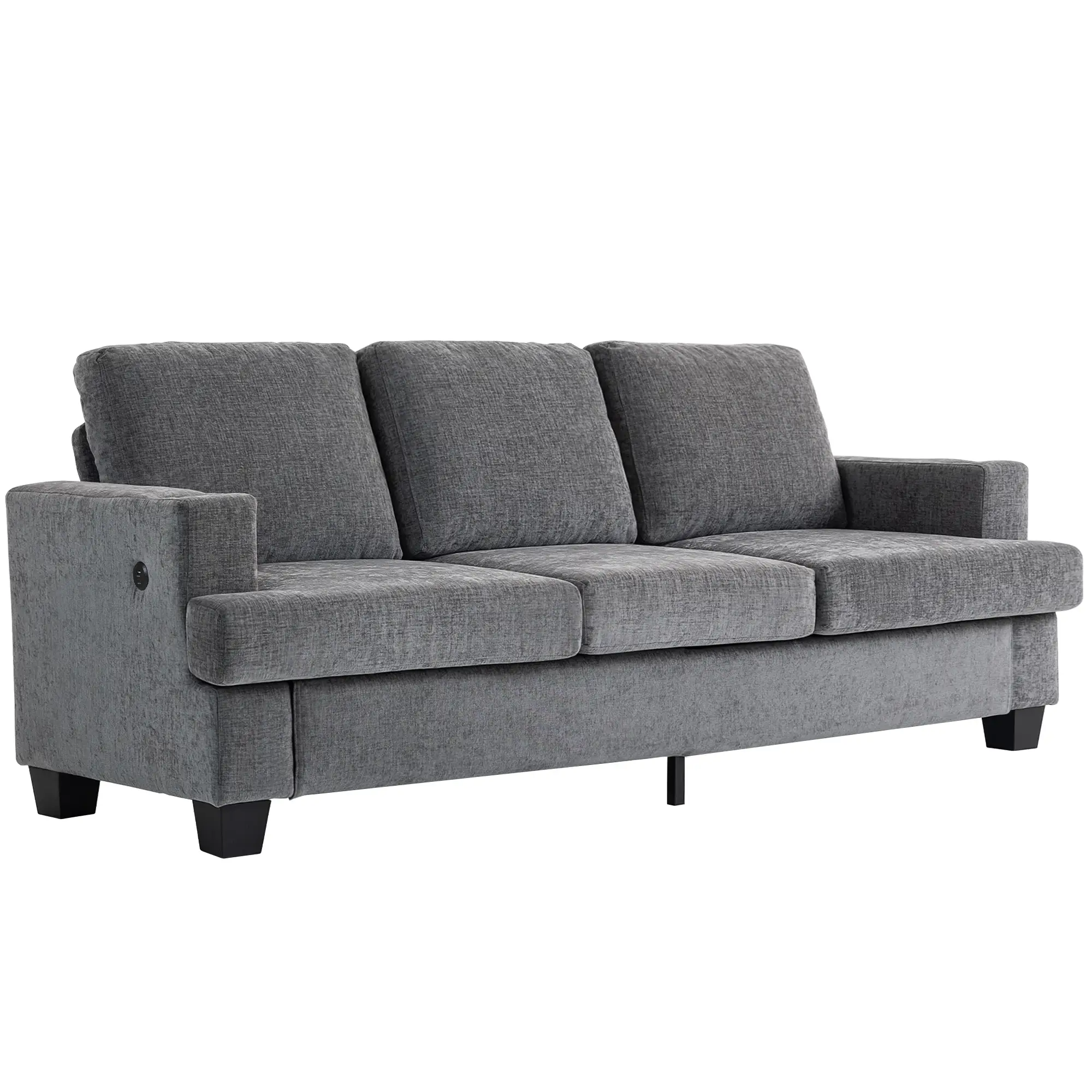3 Seater Chenille Sofa 213 x 82 x 90cm - Grey - 11