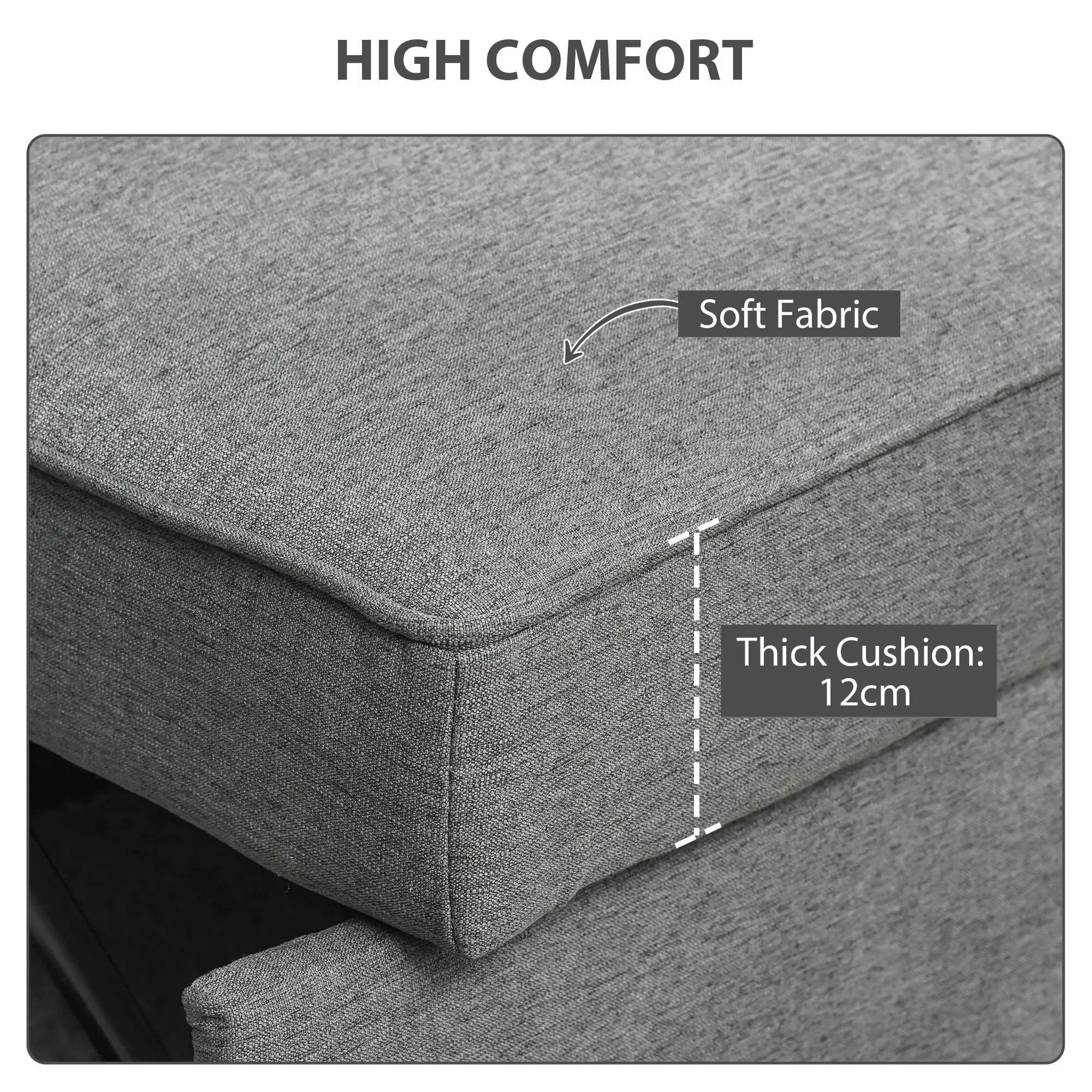 Linen Sofa Bed 148 x 86 x 91.5cm, Grey - Grey - 6