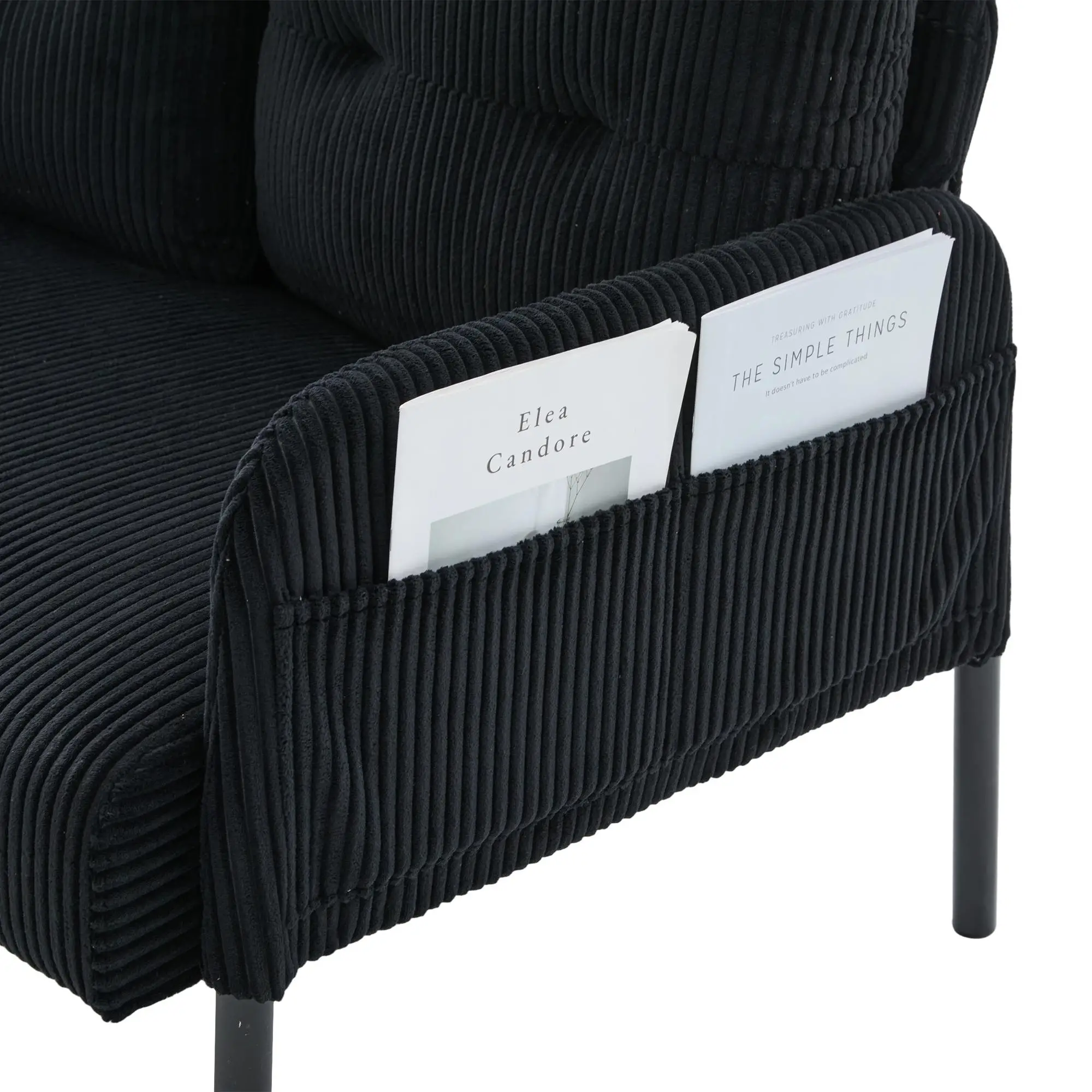 Corduroy Sofa 171 x 72 x 80cm - Black - 8