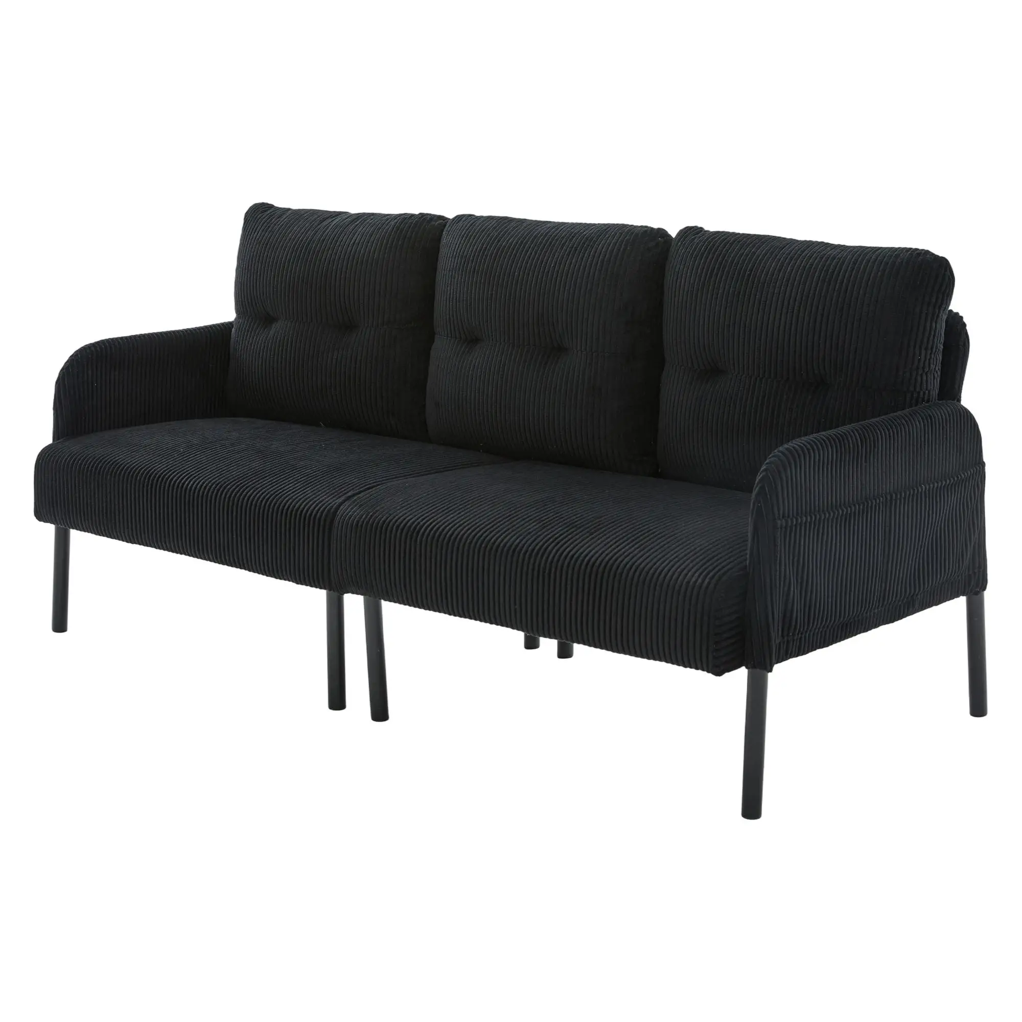 Corduroy Sofa 171 x 72 x 80cm - Black - 11