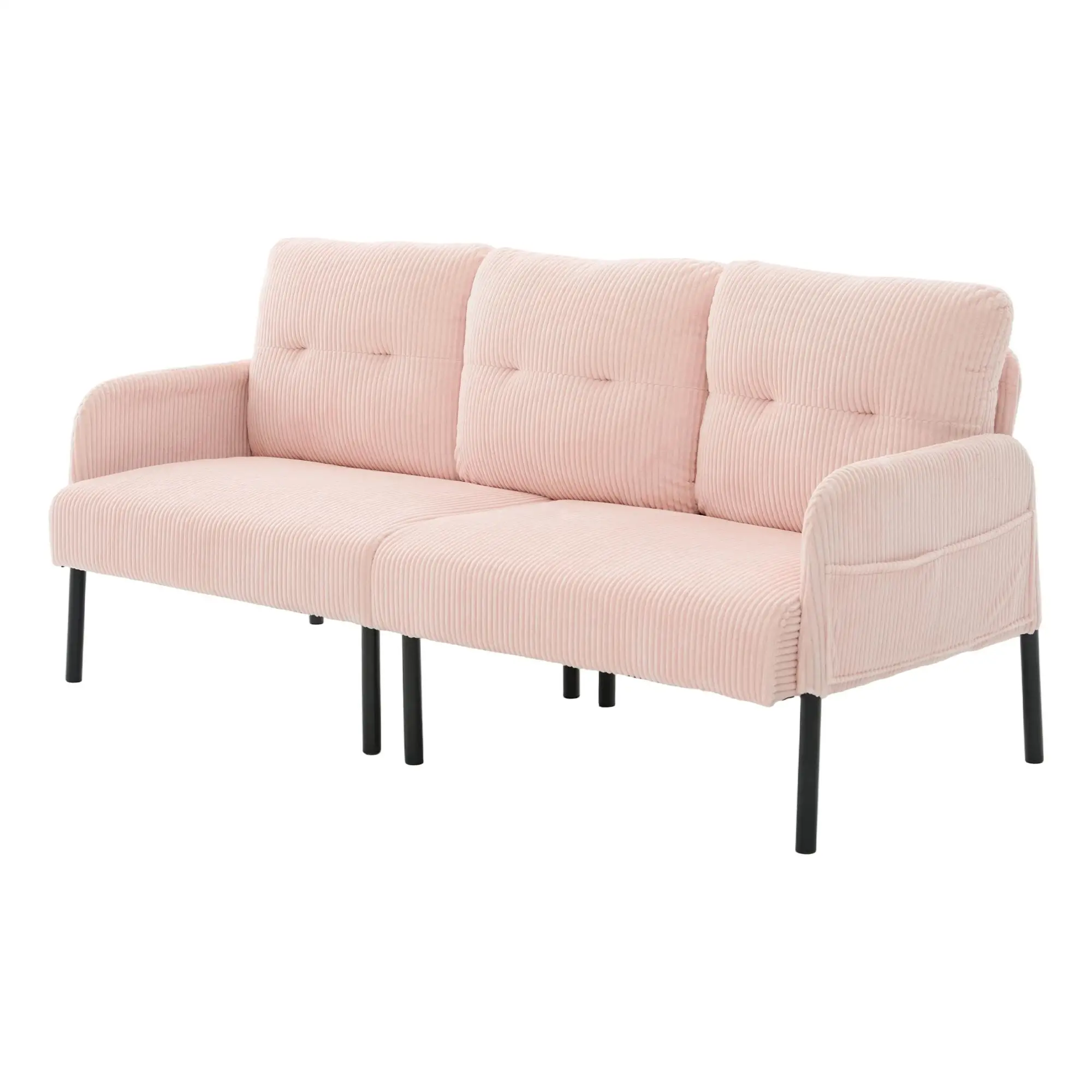 Corduroy Sofa 171 x 72 x 80cm - Pink - 11