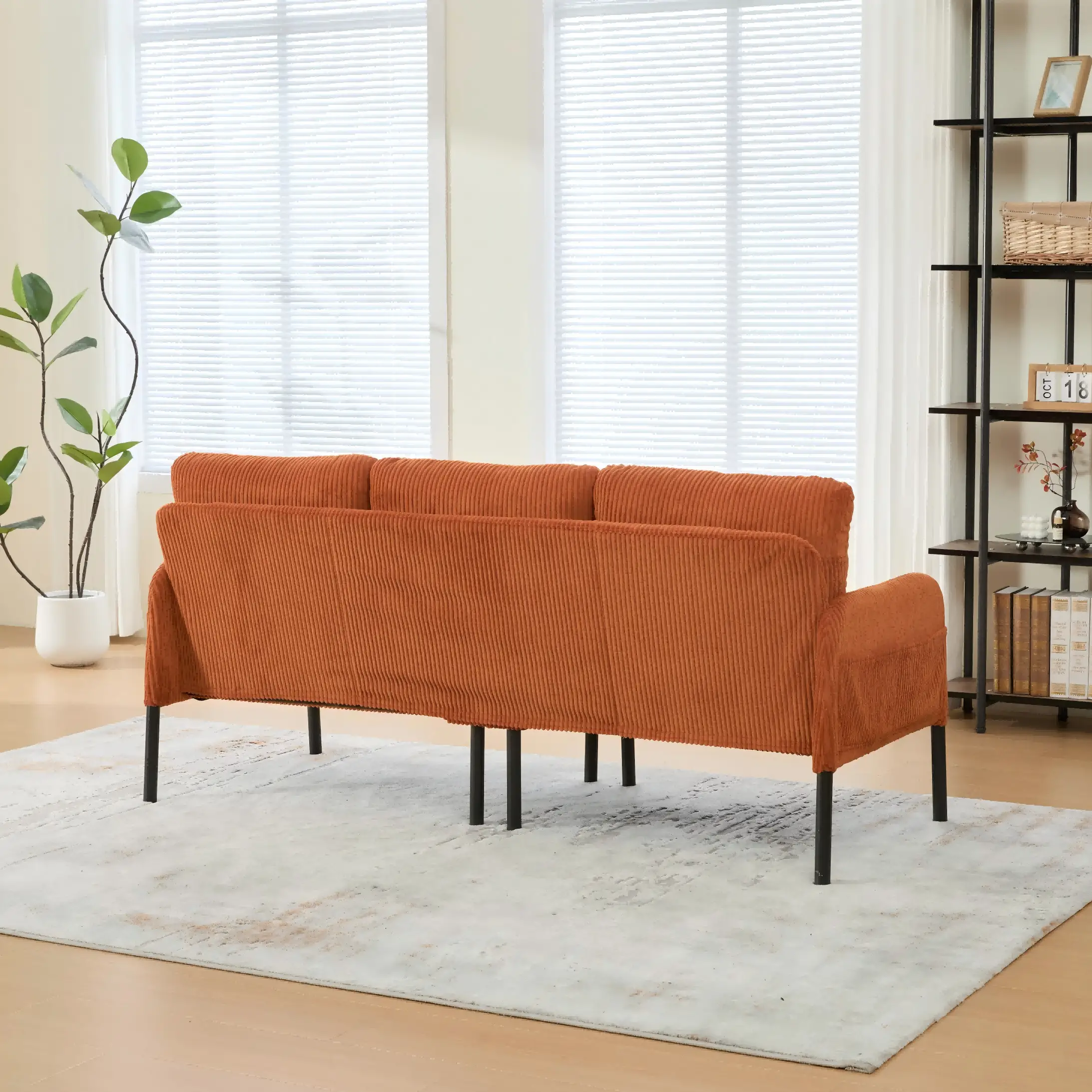 Corduroy Sofa 171 x 72 x 80cm - Orange - 5