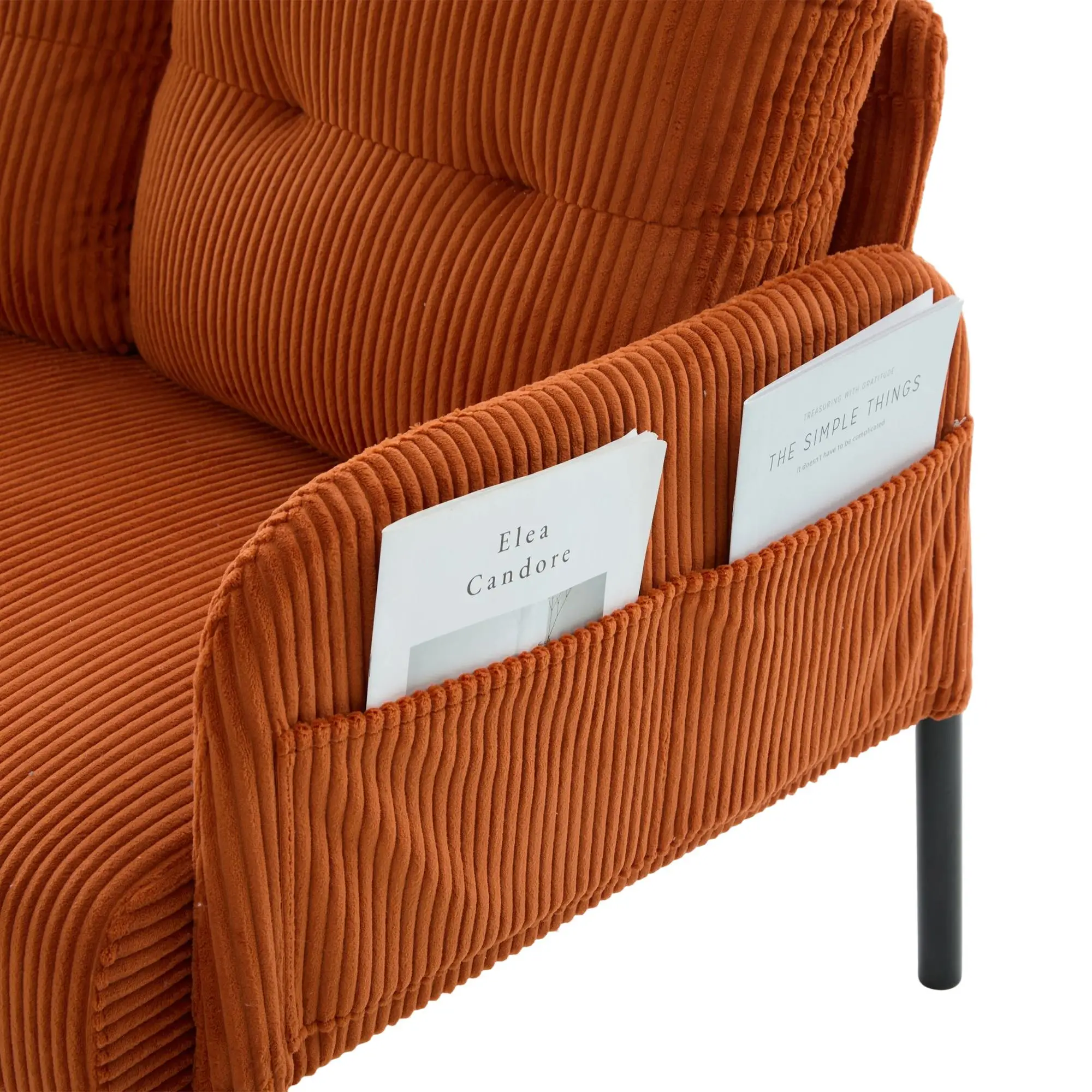 Corduroy Sofa 171 x 72 x 80cm - Orange - 8