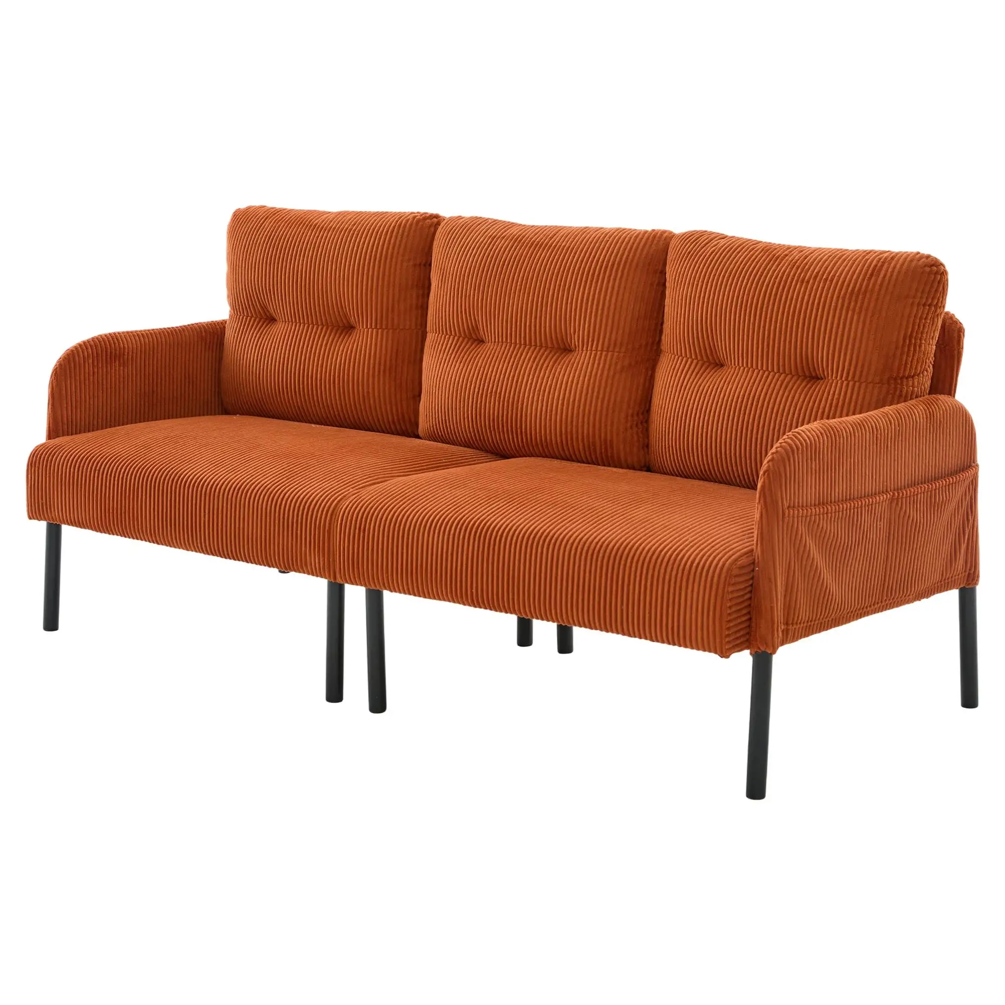 Corduroy Sofa 171 x 72 x 80cm - Orange - 11