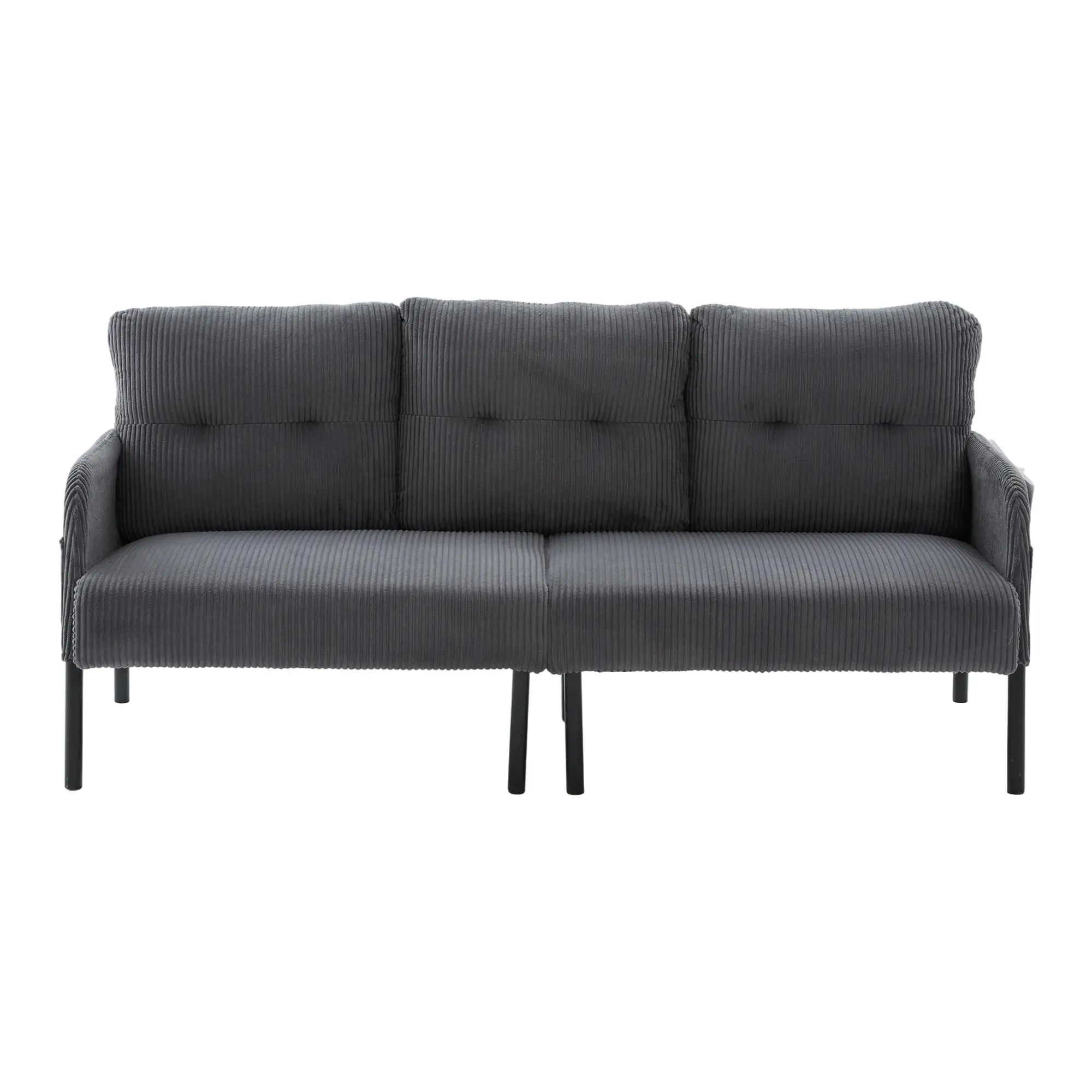 Corduroy Sofa 171 x 72 x 80cm - Charcoal Grey - 2