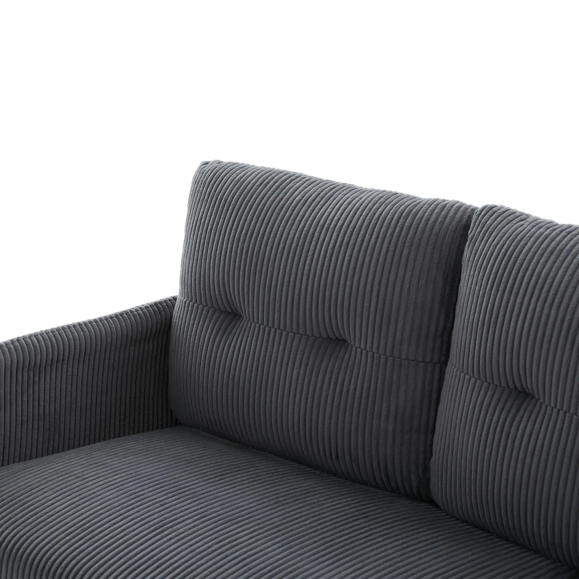 Corduroy Sofa 171 x 72 x 80cm - Charcoal Grey - 6