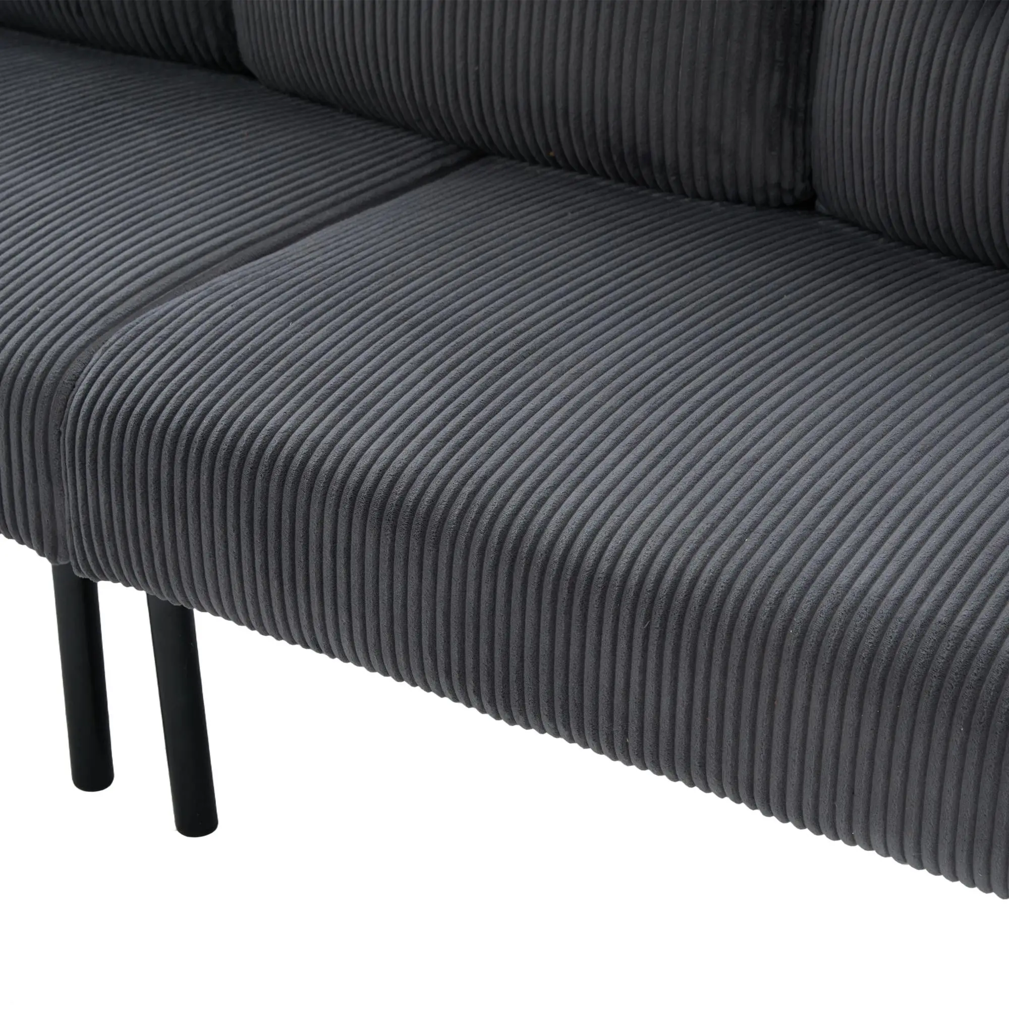 Corduroy Sofa 171 x 72 x 80cm - Charcoal Grey - 7