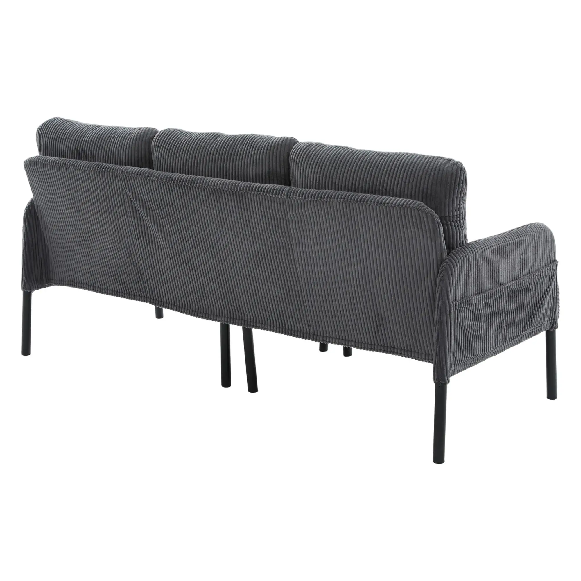 Corduroy Sofa 171 x 72 x 80cm - Charcoal Grey - 10