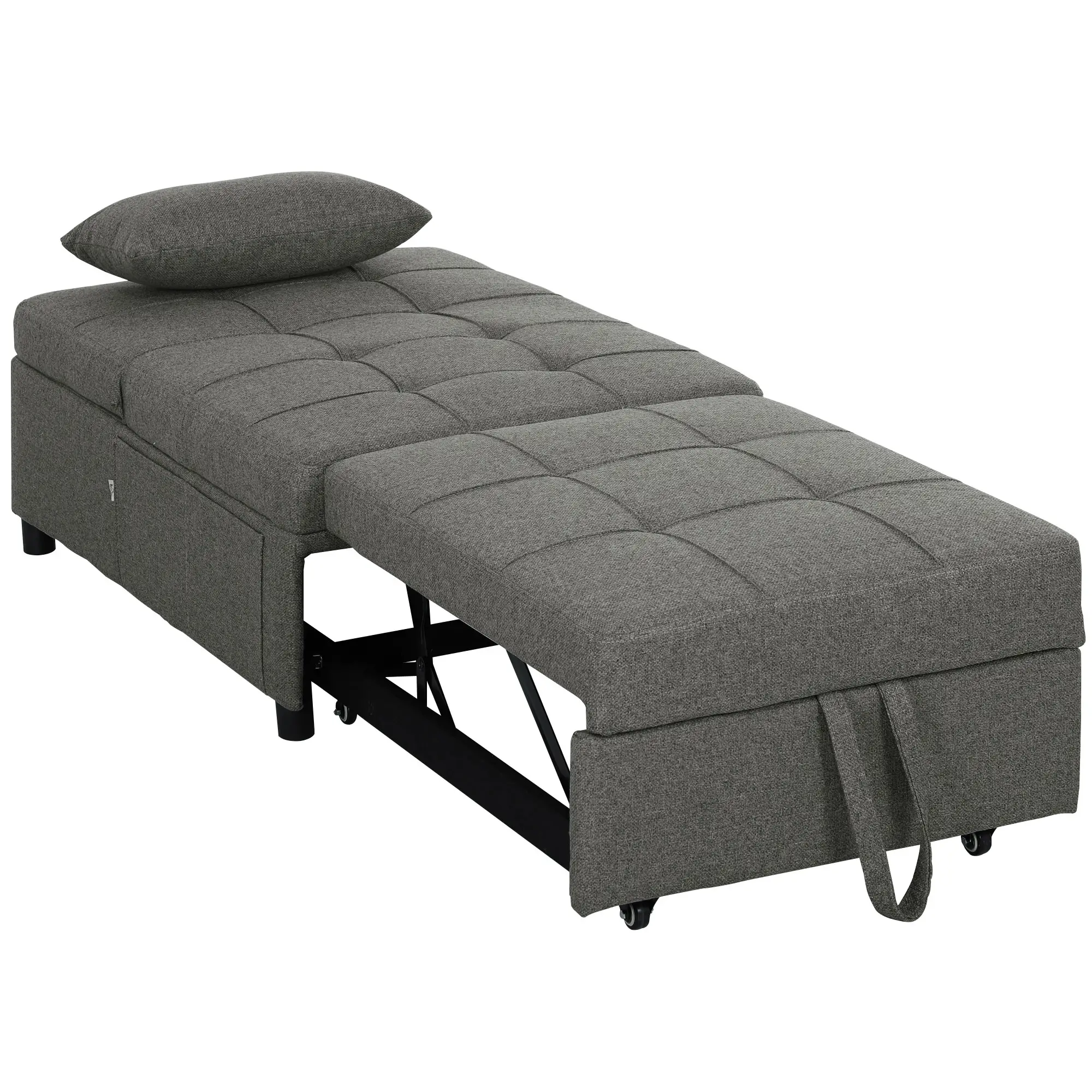 Linen Sofa Bed 104 x 72 x 81cm, Charcoal Grey - Charcoal Grey - 11