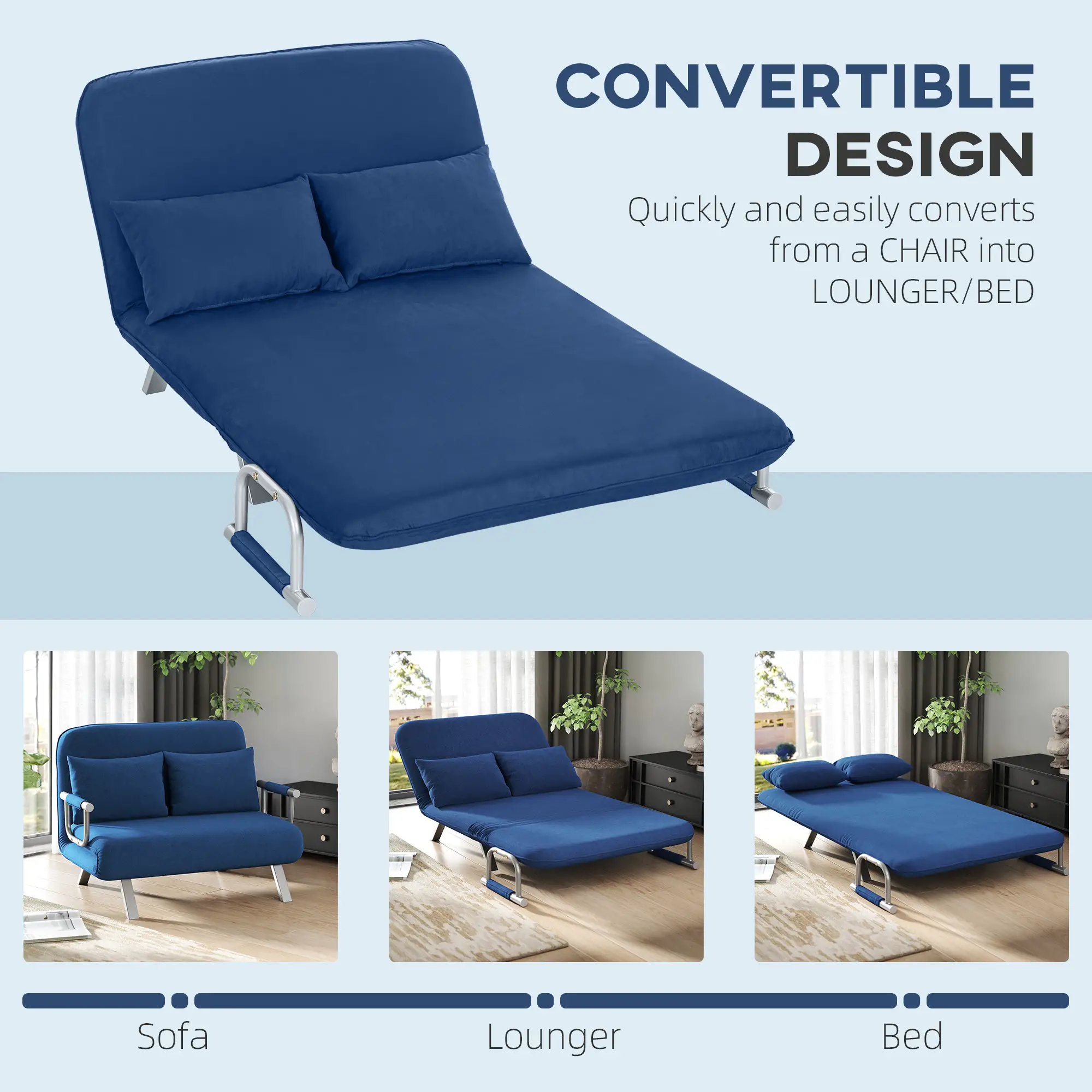 Sofa Bed 111 x 80 x 78cm - Dark Blue - 4