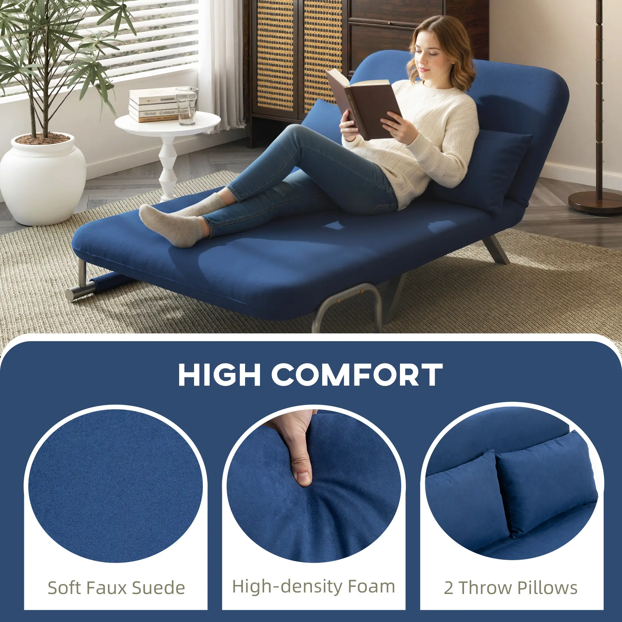 Sofa Bed 111 x 80 x 78cm - Dark Blue - 6