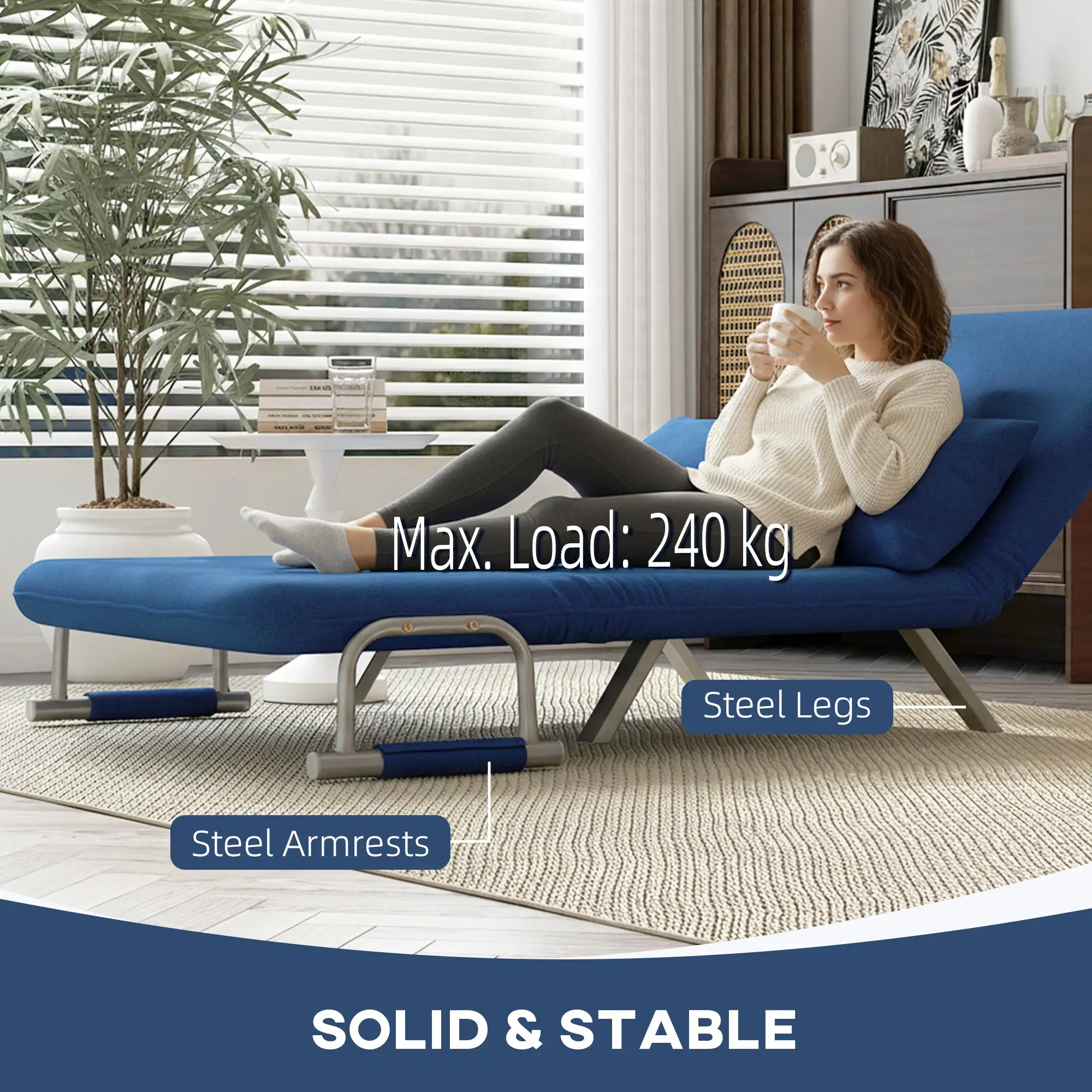 Sofa Bed 111 x 80 x 78cm - Dark Blue - 7