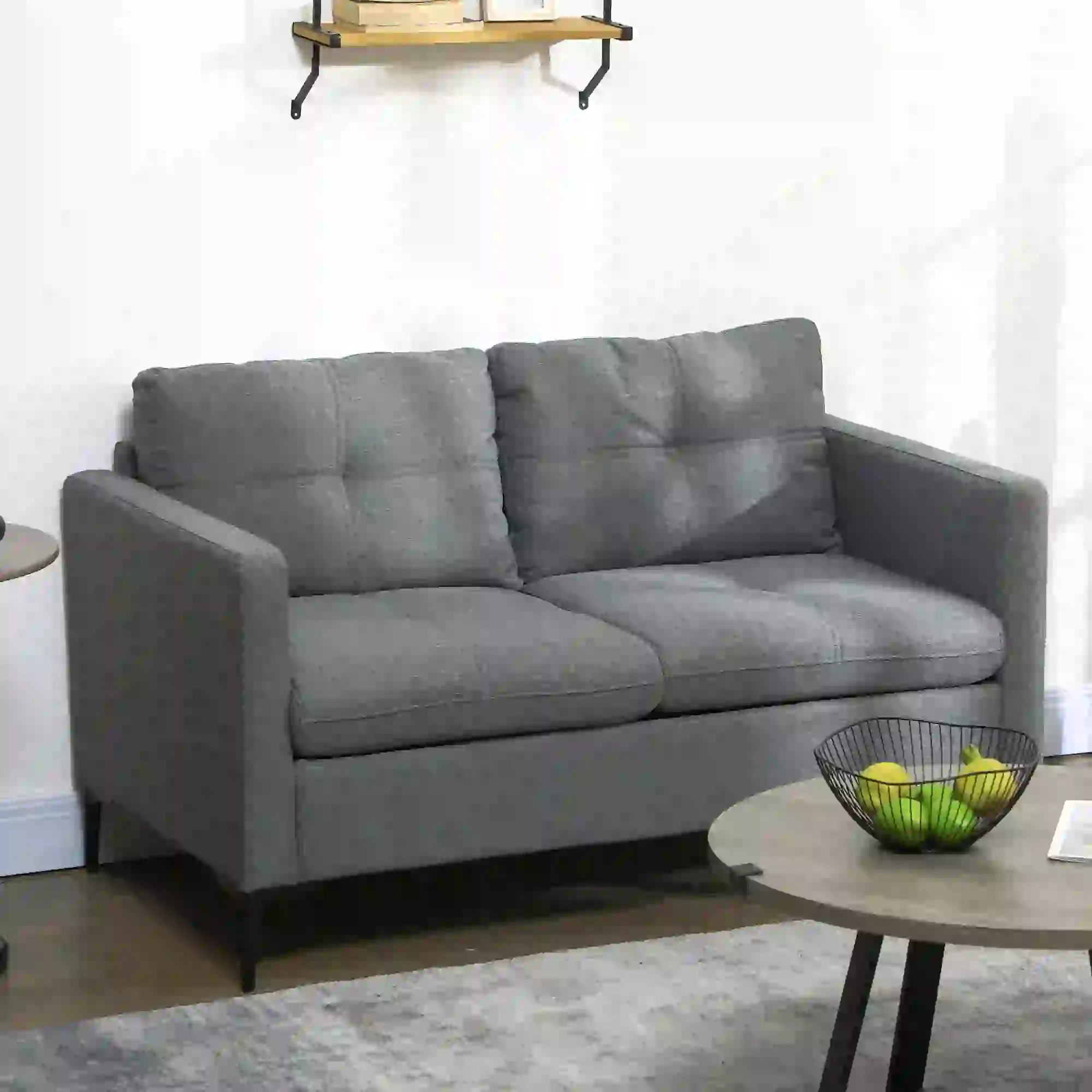 Linen Sofa 133 x 73 x 82cm, Grey - Grey - 10