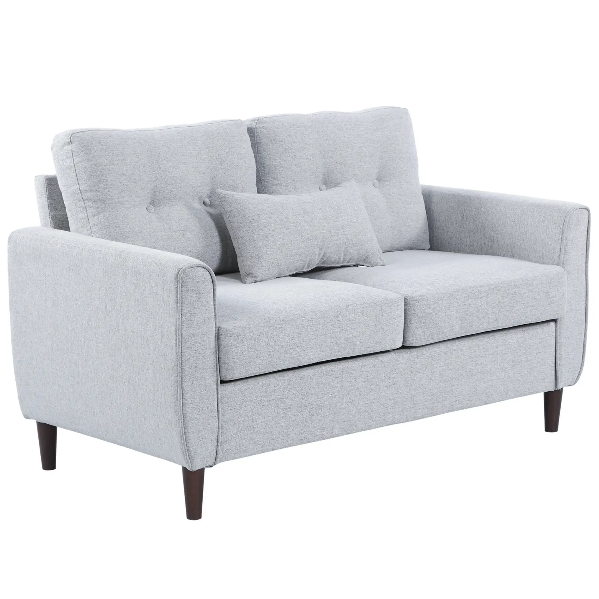 2 Seater Linen Sofa 140 x 78 x 83cm, Light Grey, Brown - Light Grey, Brown - 12