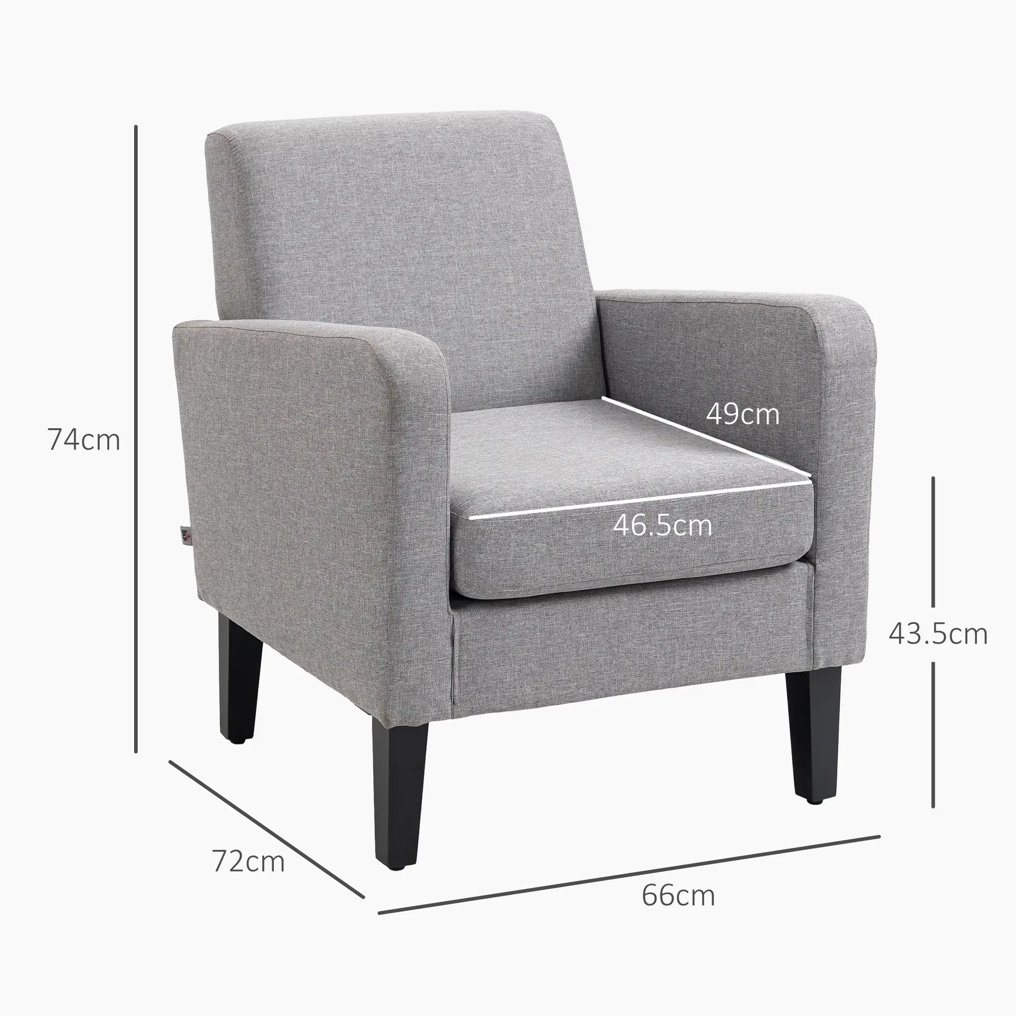 Linen Sofa 66 x 72 x 74cm, Light Grey - Light Grey - 3