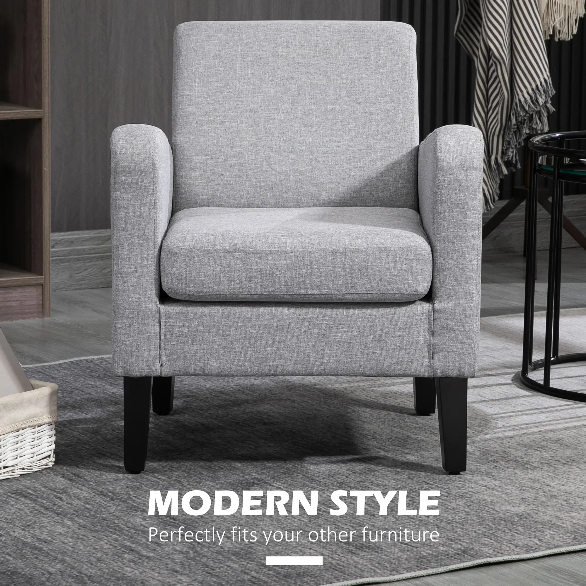 Linen Sofa 66 x 72 x 74cm, Light Grey - Light Grey - 4