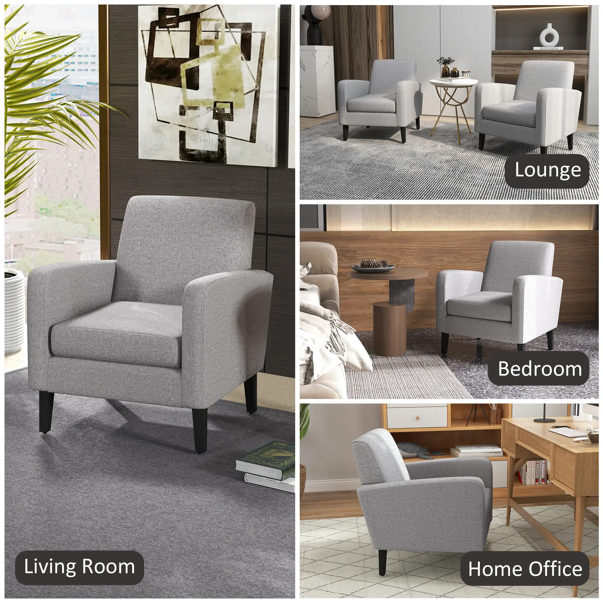 Linen Sofa 66 x 72 x 74cm, Light Grey - Light Grey - 7