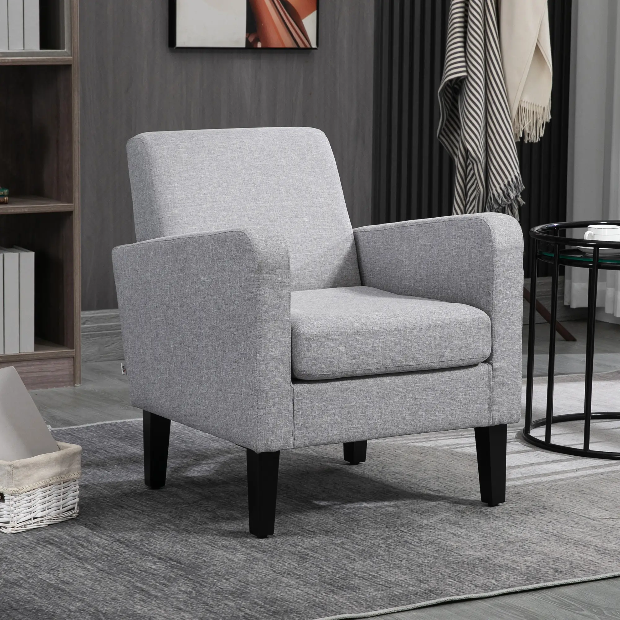 Linen Sofa 66 x 72 x 74cm, Light Grey - Light Grey - 8