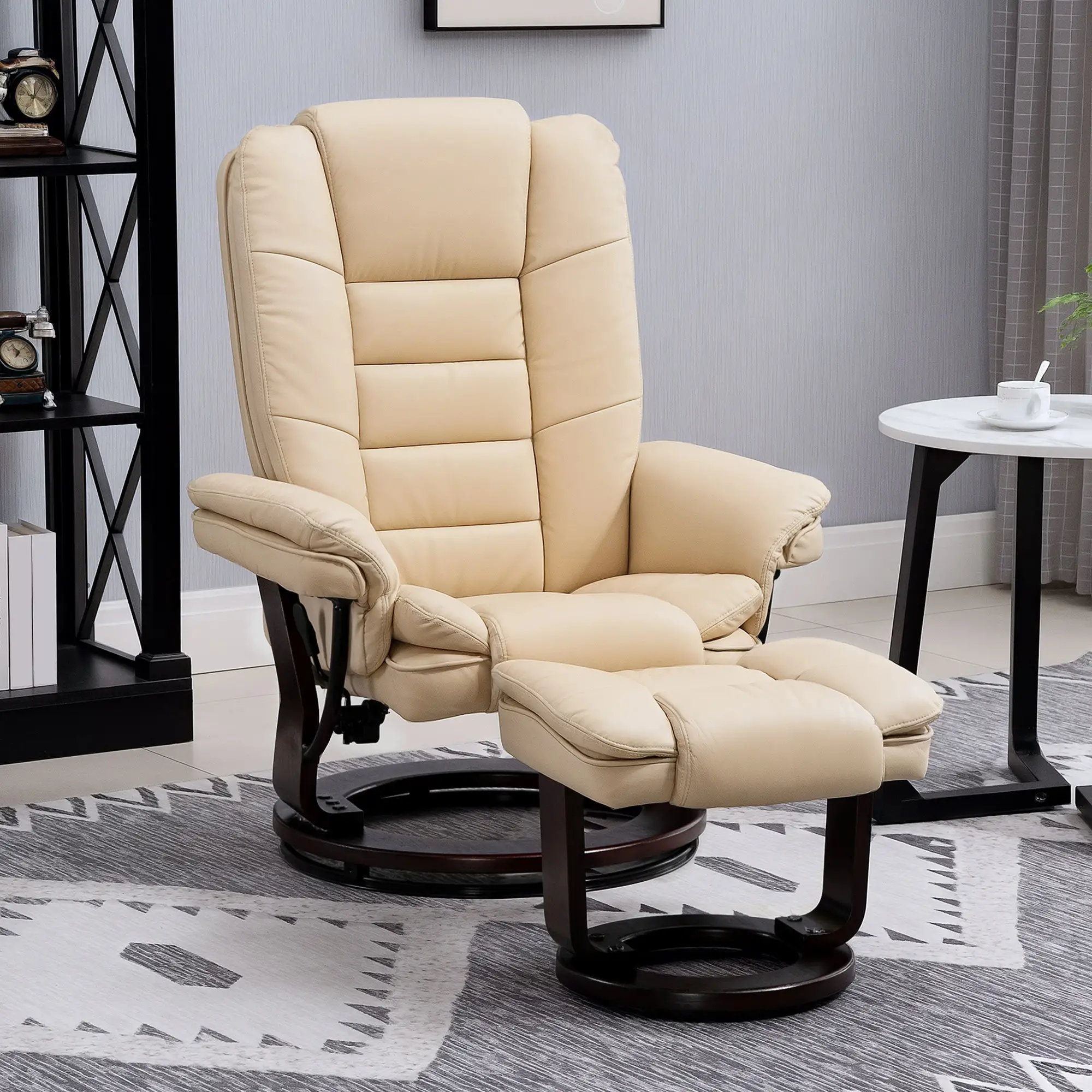 Manual Faux Leather Recliner Armchair 85 x 82 x 106cm - Beige - 7
