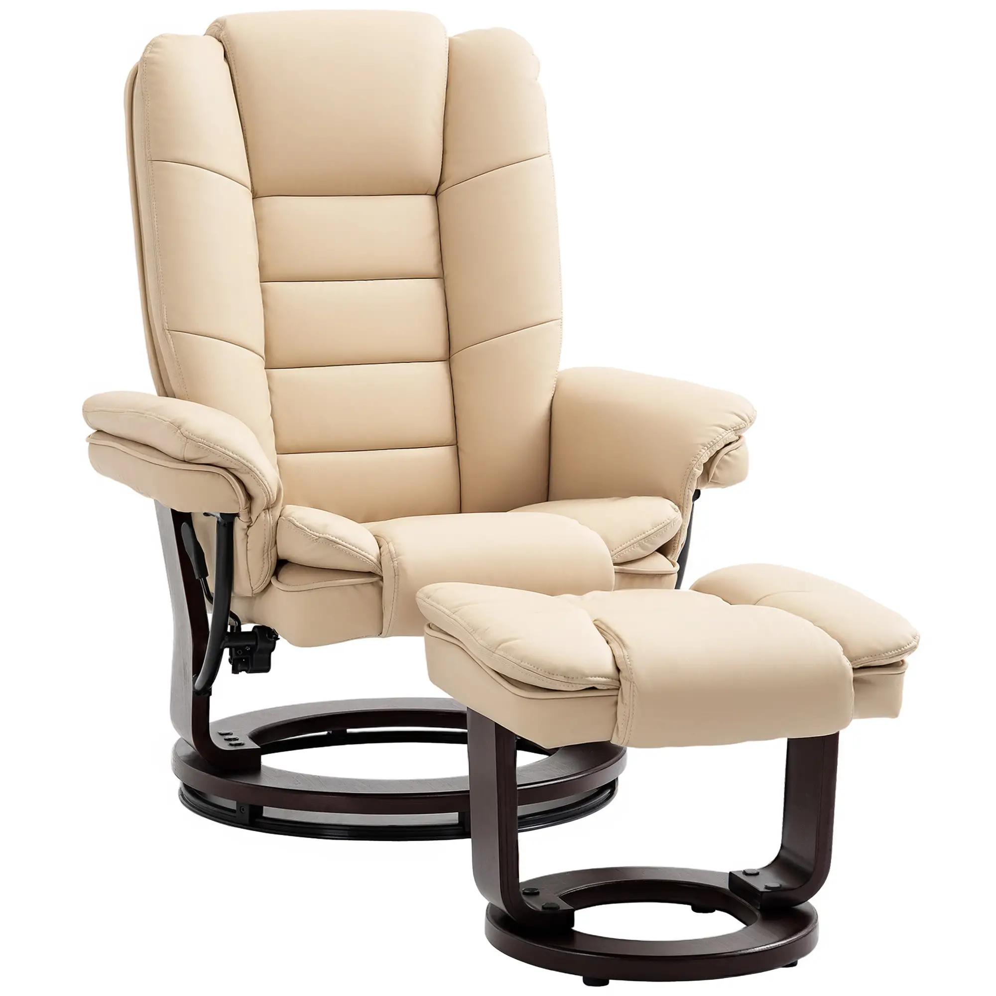 Manual Faux Leather Recliner Armchair 85 x 82 x 106cm - Beige - 11