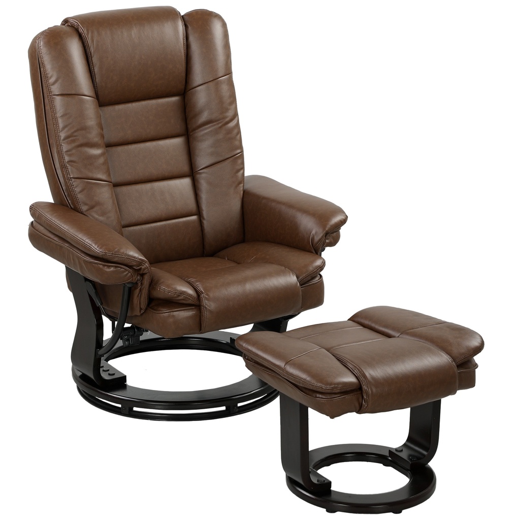 Manual Faux Leather Recliner Armchair 85 x 82 x 106cm - Dark Brown - 1