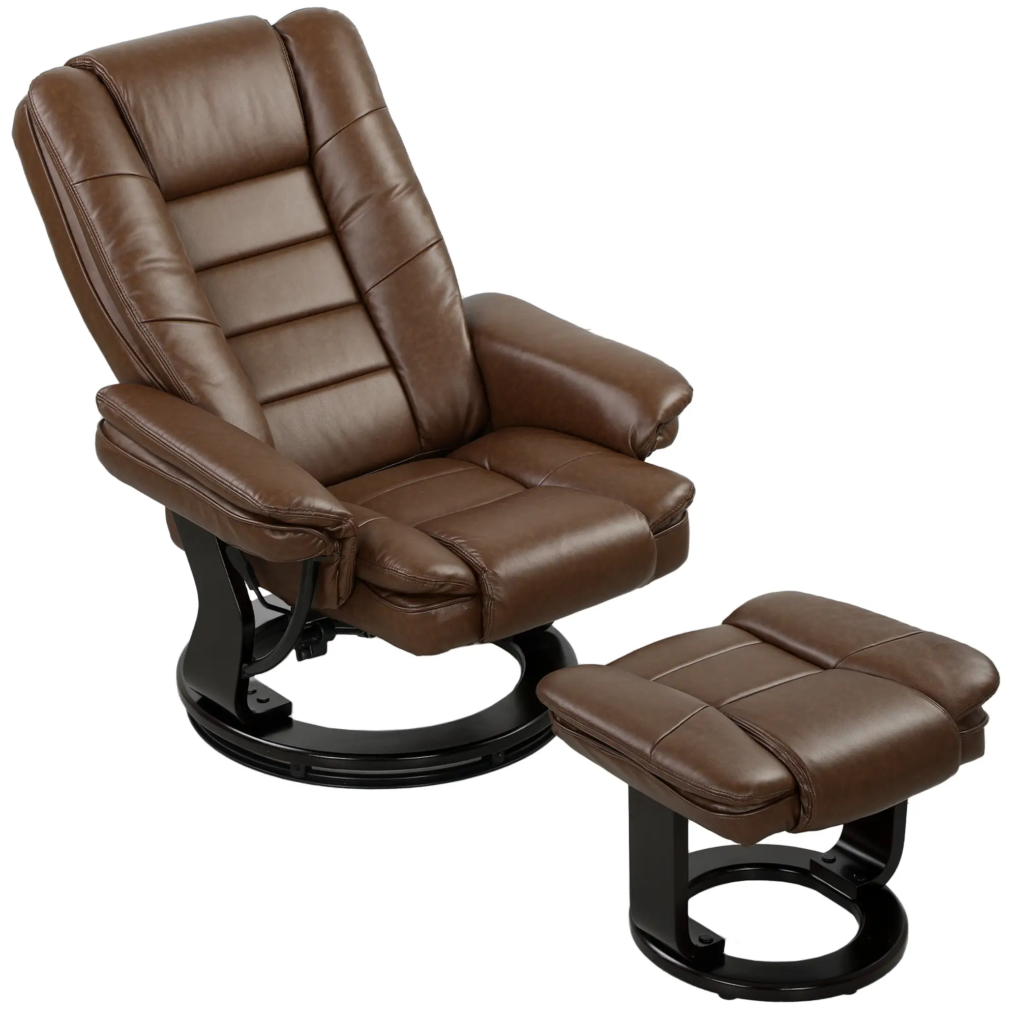 Manual Faux Leather Recliner Armchair 85 x 82 x 106cm - Dark Brown - 11