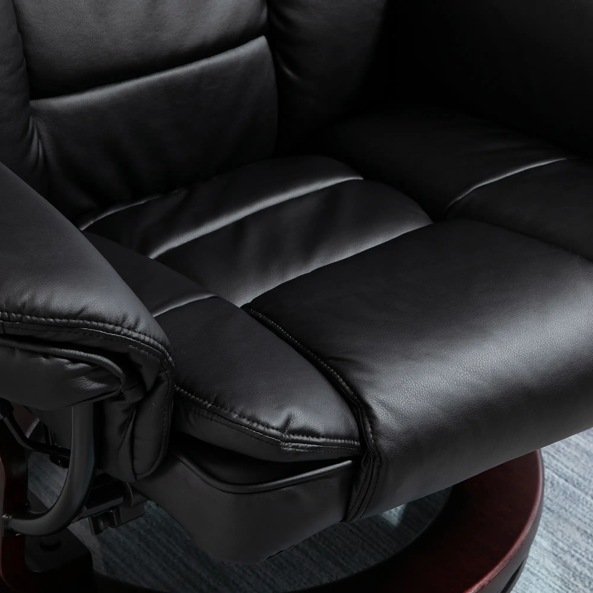 Manual Faux Leather Recliner Armchair 85 x 82 x 106cm - Black - 8