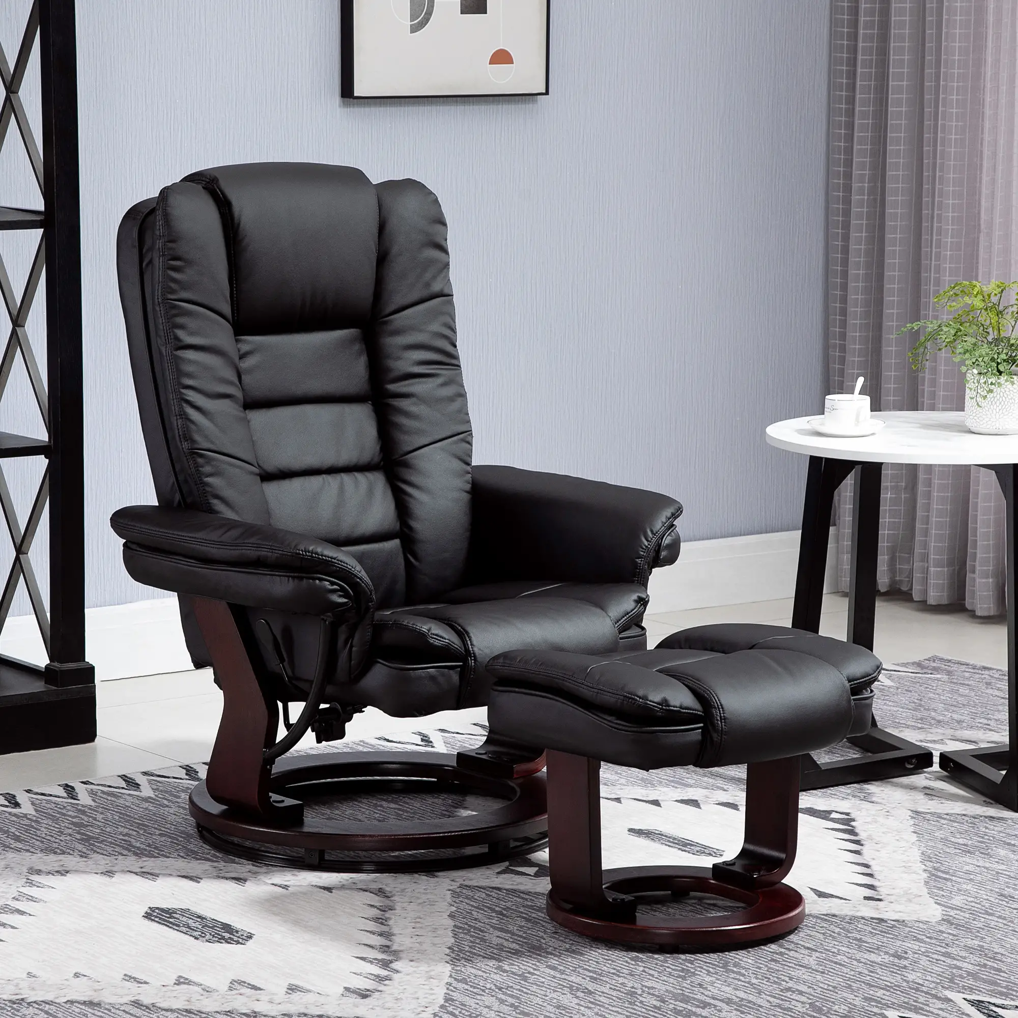Manual Faux Leather Recliner Armchair 85 x 82 x 106cm - Black - 13