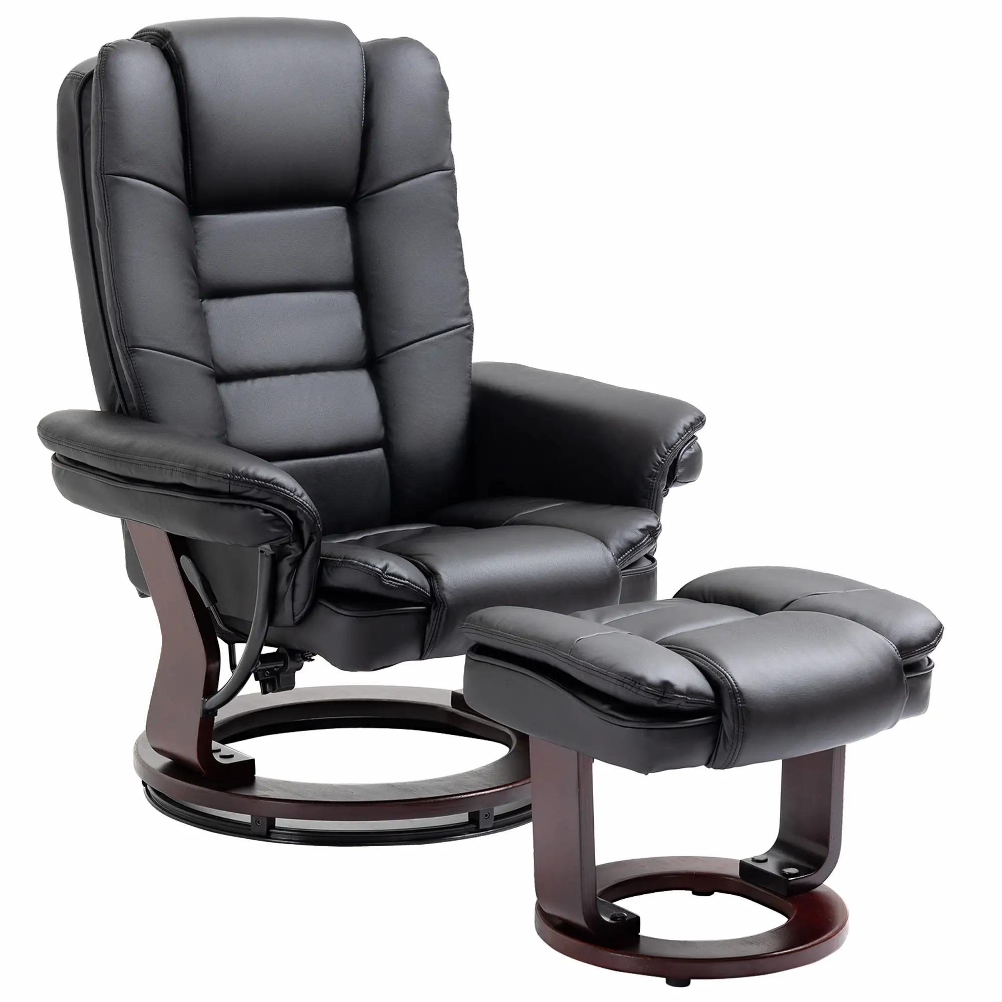 Manual Faux Leather Recliner Armchair 85 x 82 x 106cm - Black - 14
