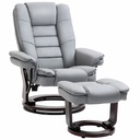 Manual Faux Leather Recliner Armchair 85 x 82 x 106cm - Grey - 1