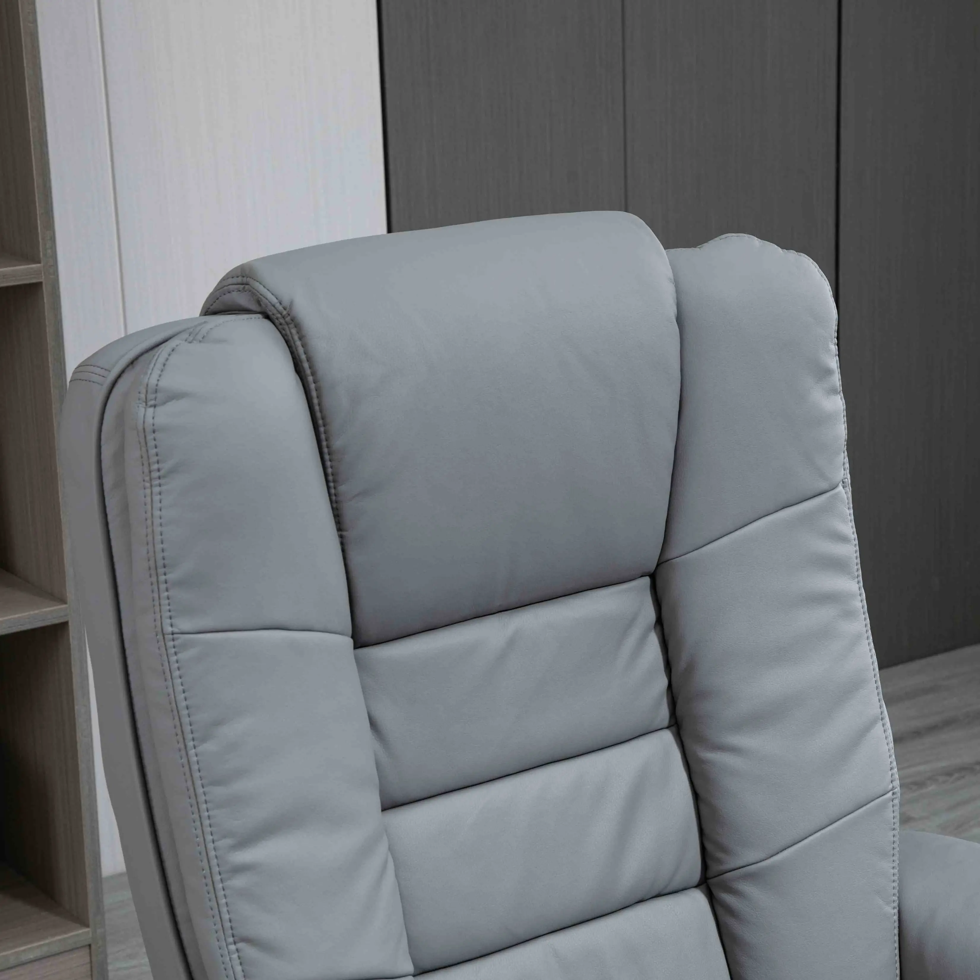 Manual Faux Leather Recliner Armchair 85 x 82 x 106cm - Grey - 9