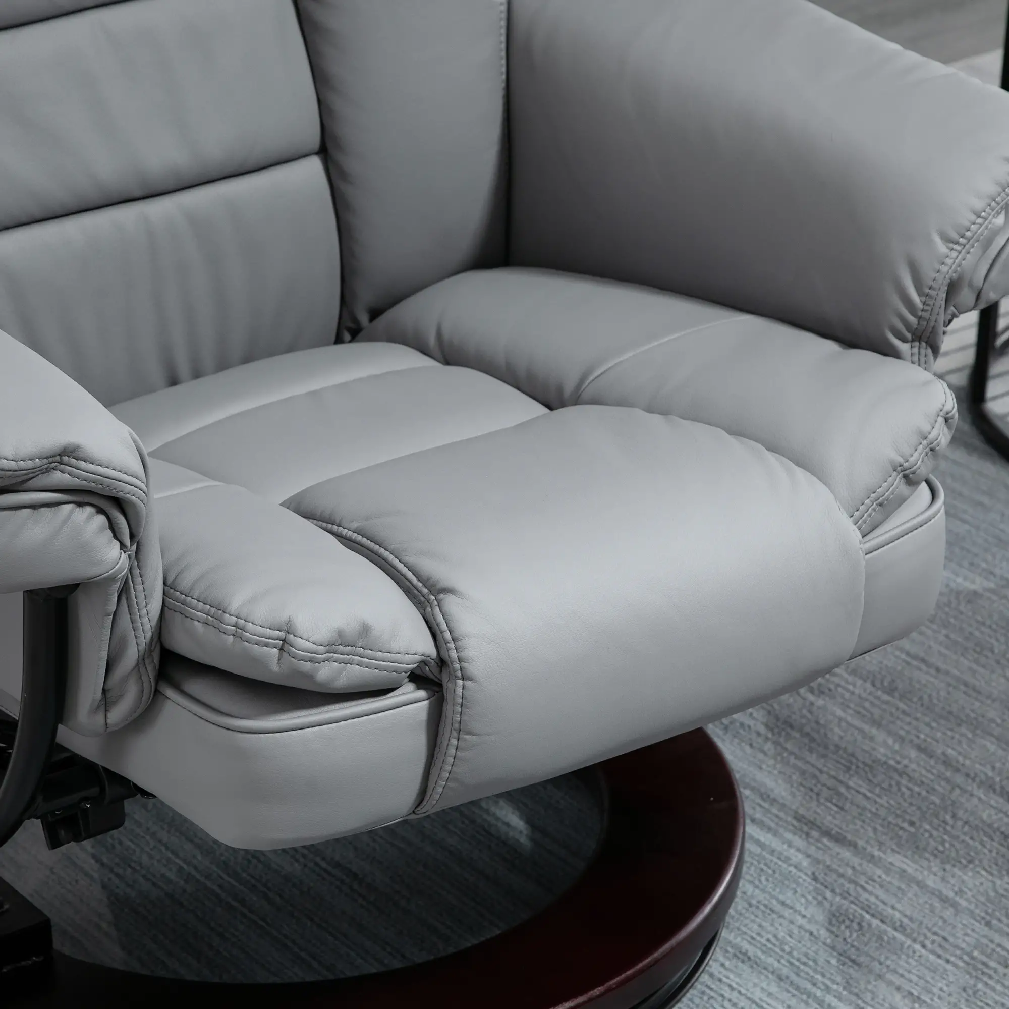 Manual Faux Leather Recliner Armchair 85 x 82 x 106cm - Grey - 10