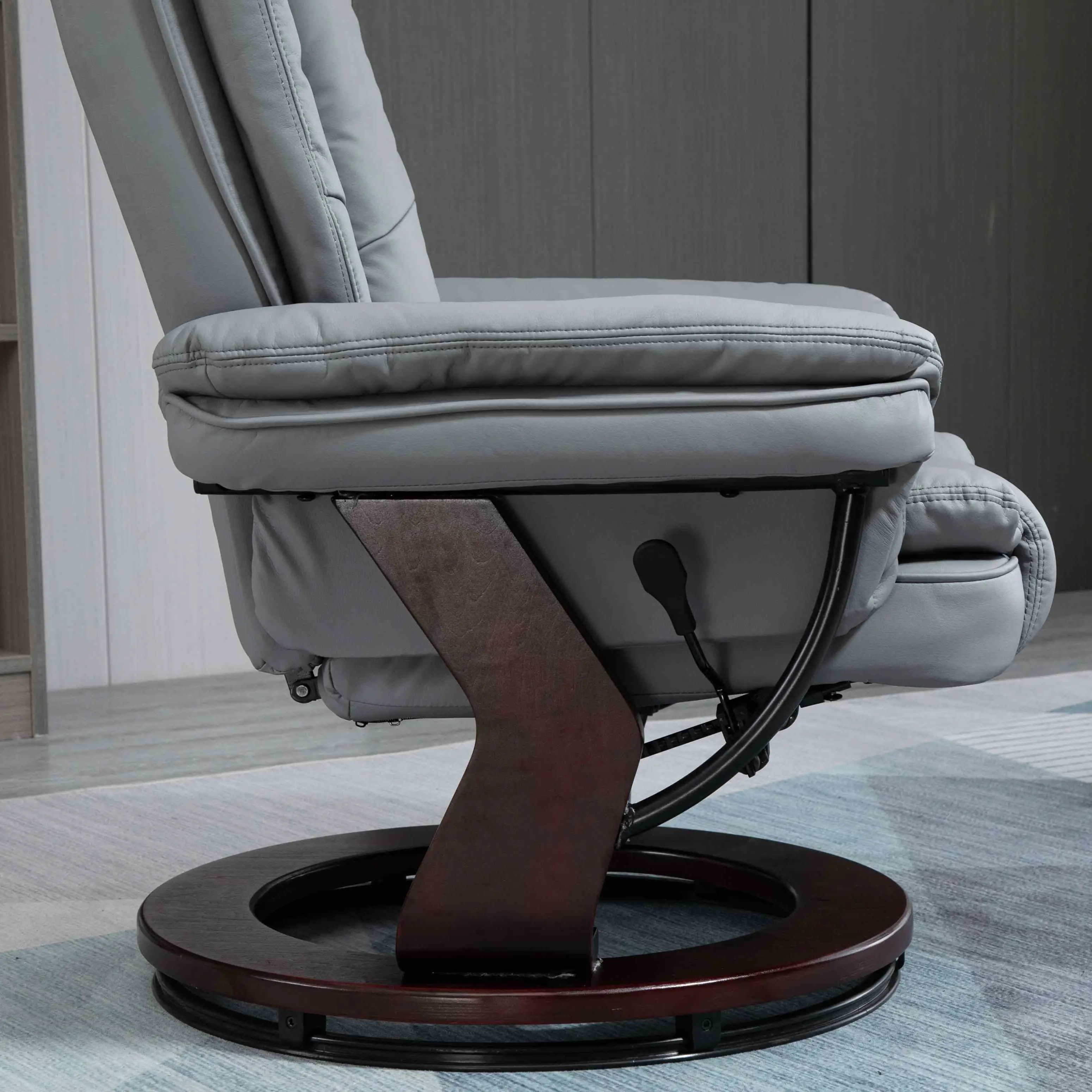 Manual Faux Leather Recliner Armchair 85 x 82 x 106cm - Grey - 11