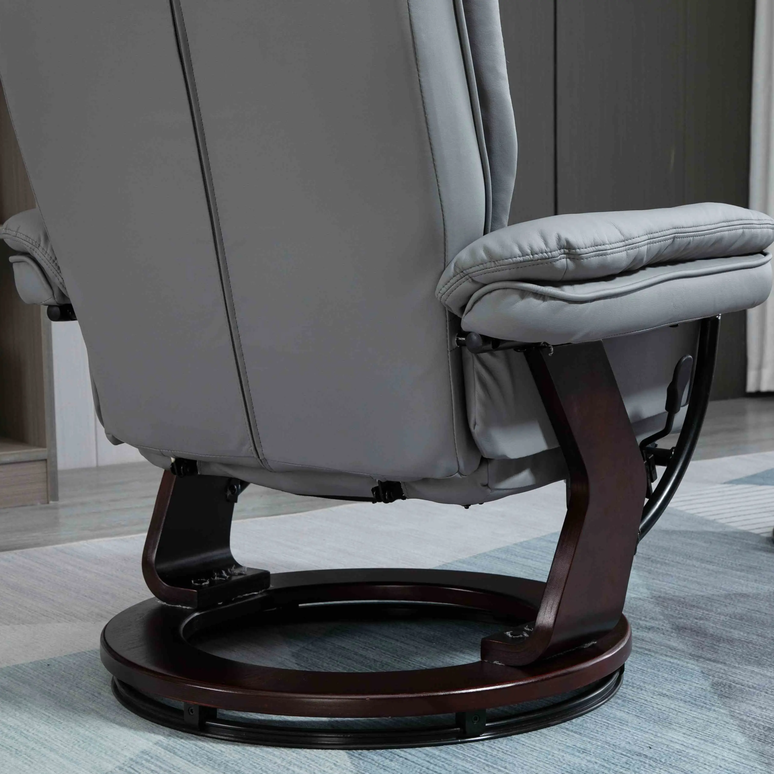 Manual Faux Leather Recliner Armchair 85 x 82 x 106cm - Grey - 12