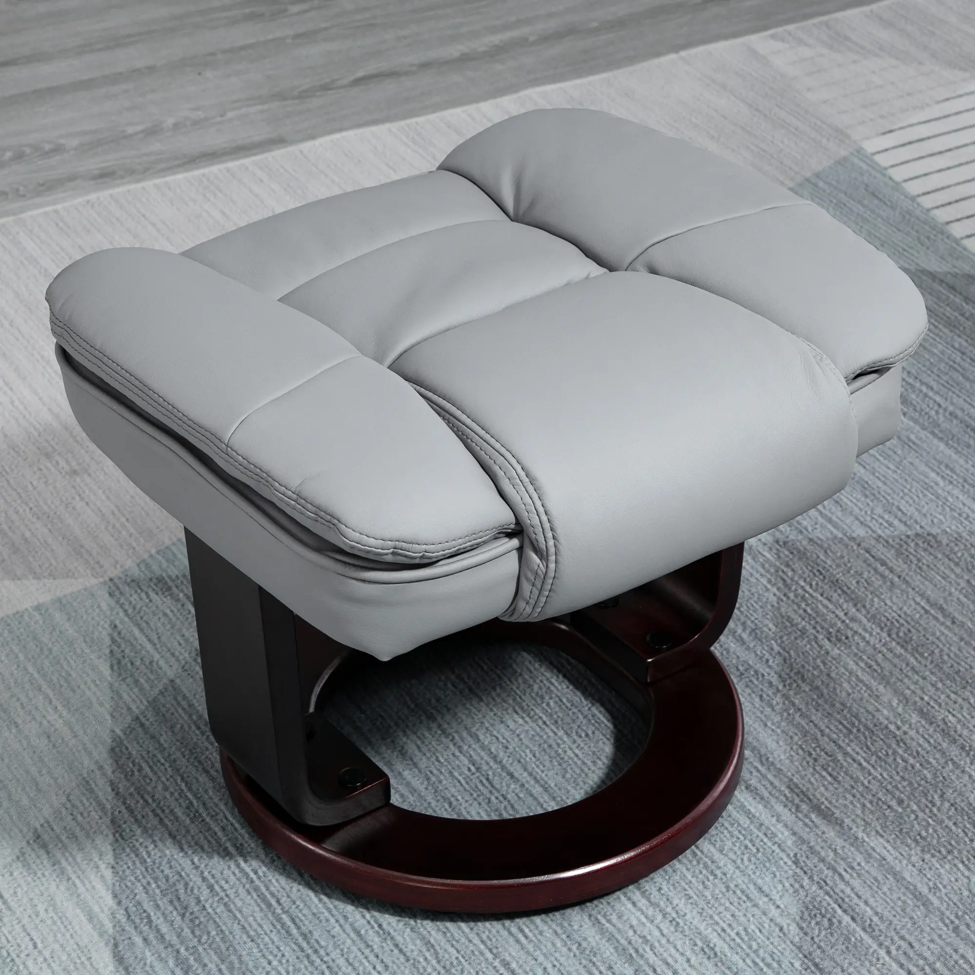 Manual Faux Leather Recliner Armchair 85 x 82 x 106cm - Grey - 13