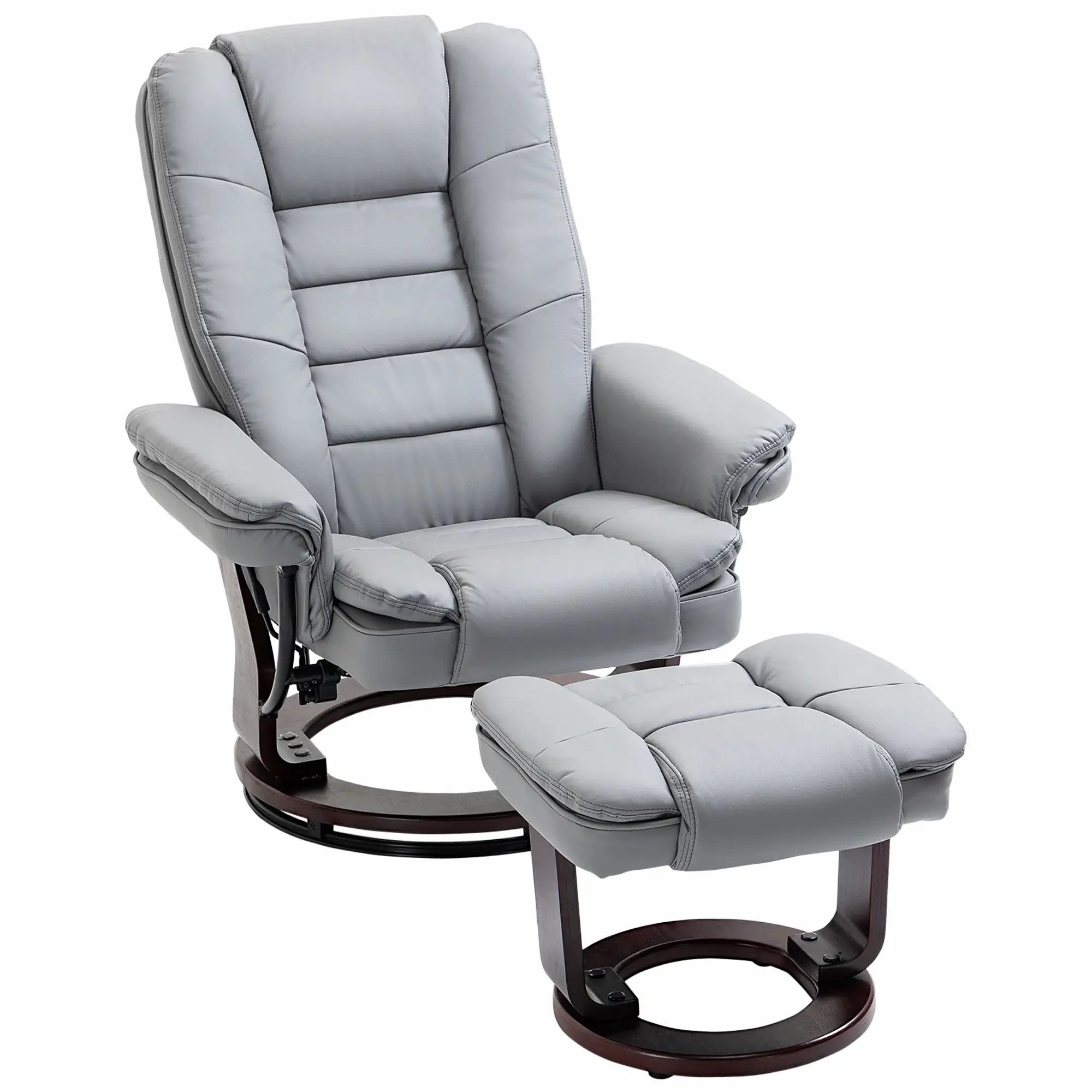 Manual Faux Leather Recliner Armchair 85 x 82 x 106cm - Grey - 14