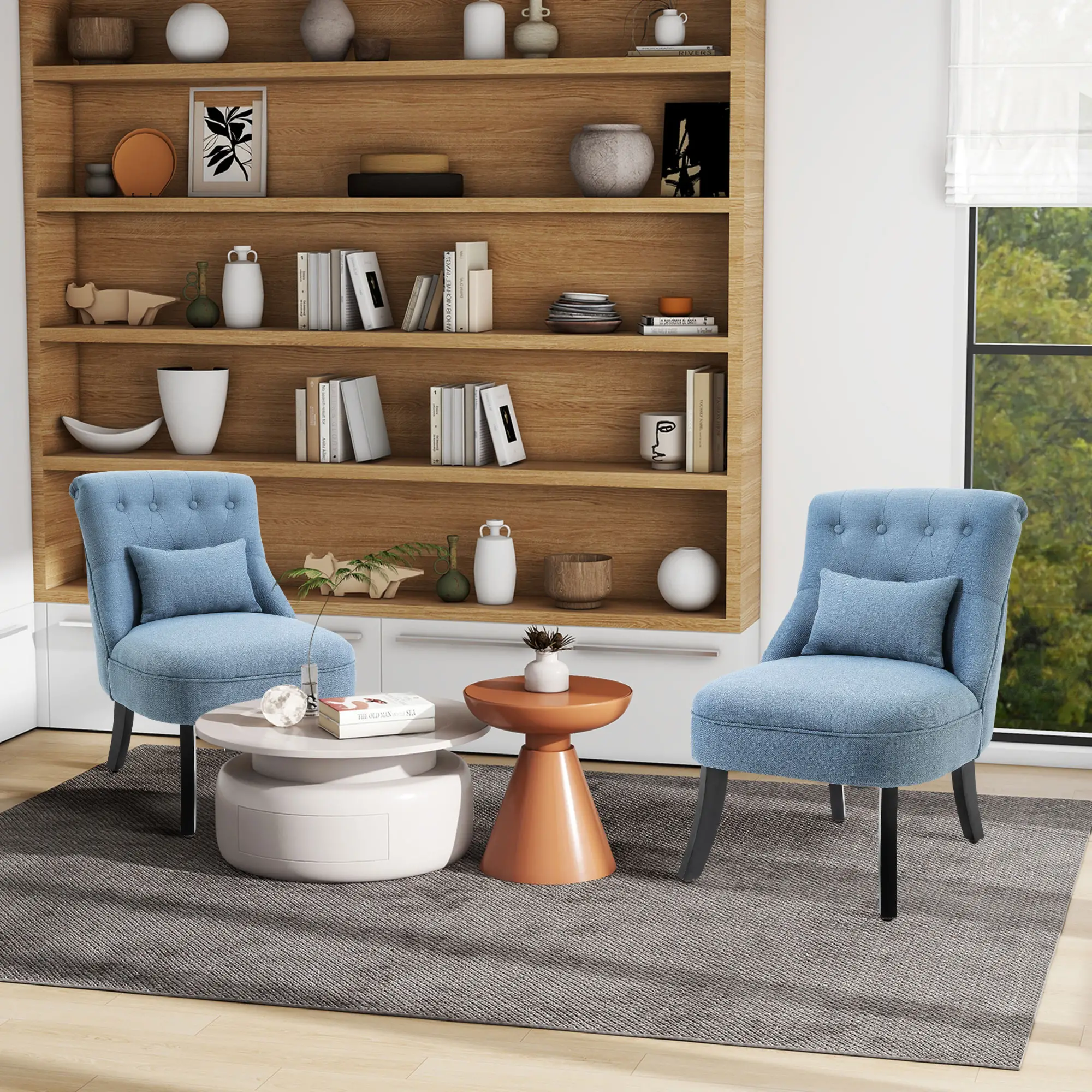 Linen Sofa 52.5 x 69 x 82cm, Blue - Blue - 2