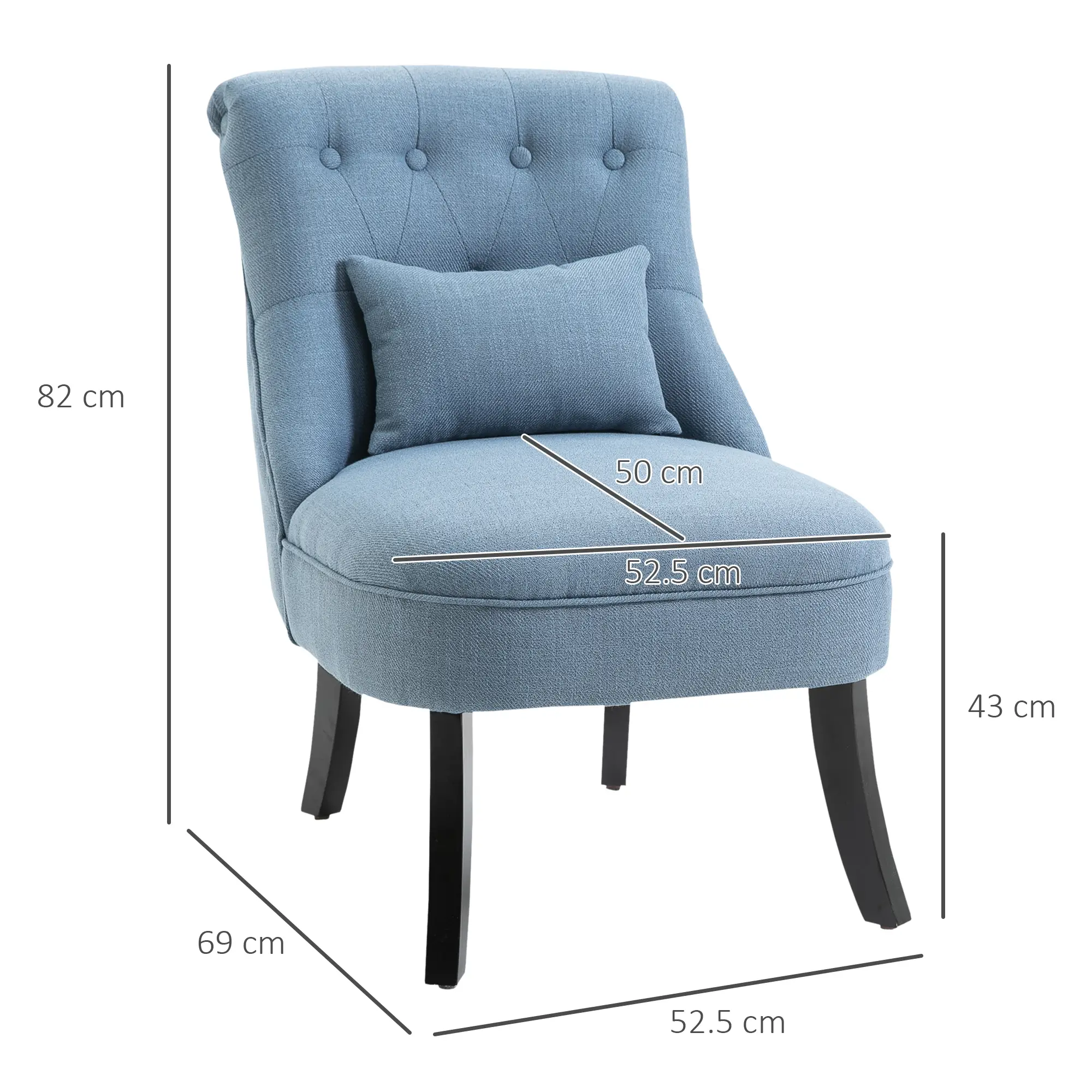 Linen Sofa 52.5 x 69 x 82cm, Blue - Blue - 3
