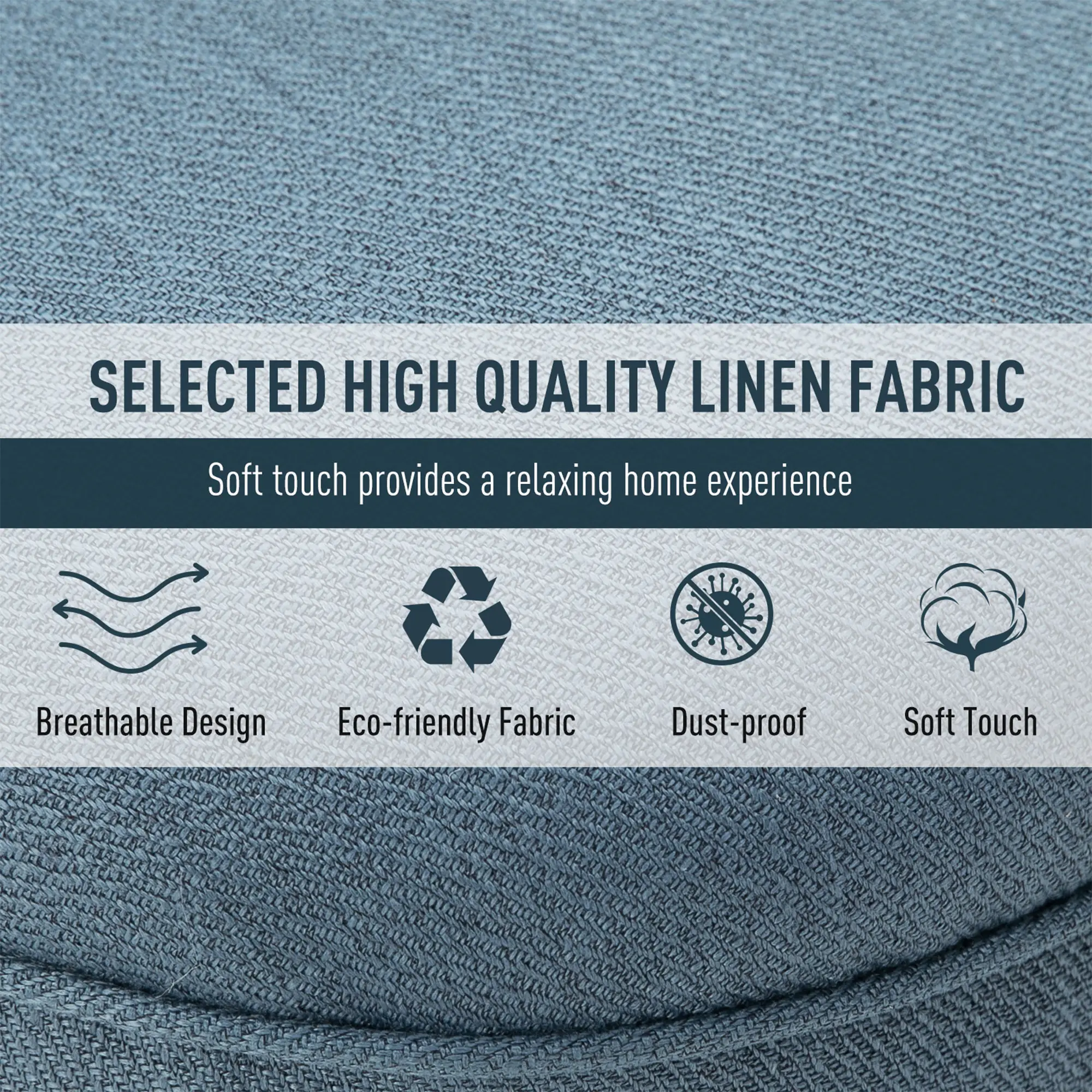 Linen Sofa 52.5 x 69 x 82cm, Blue - Blue - 5