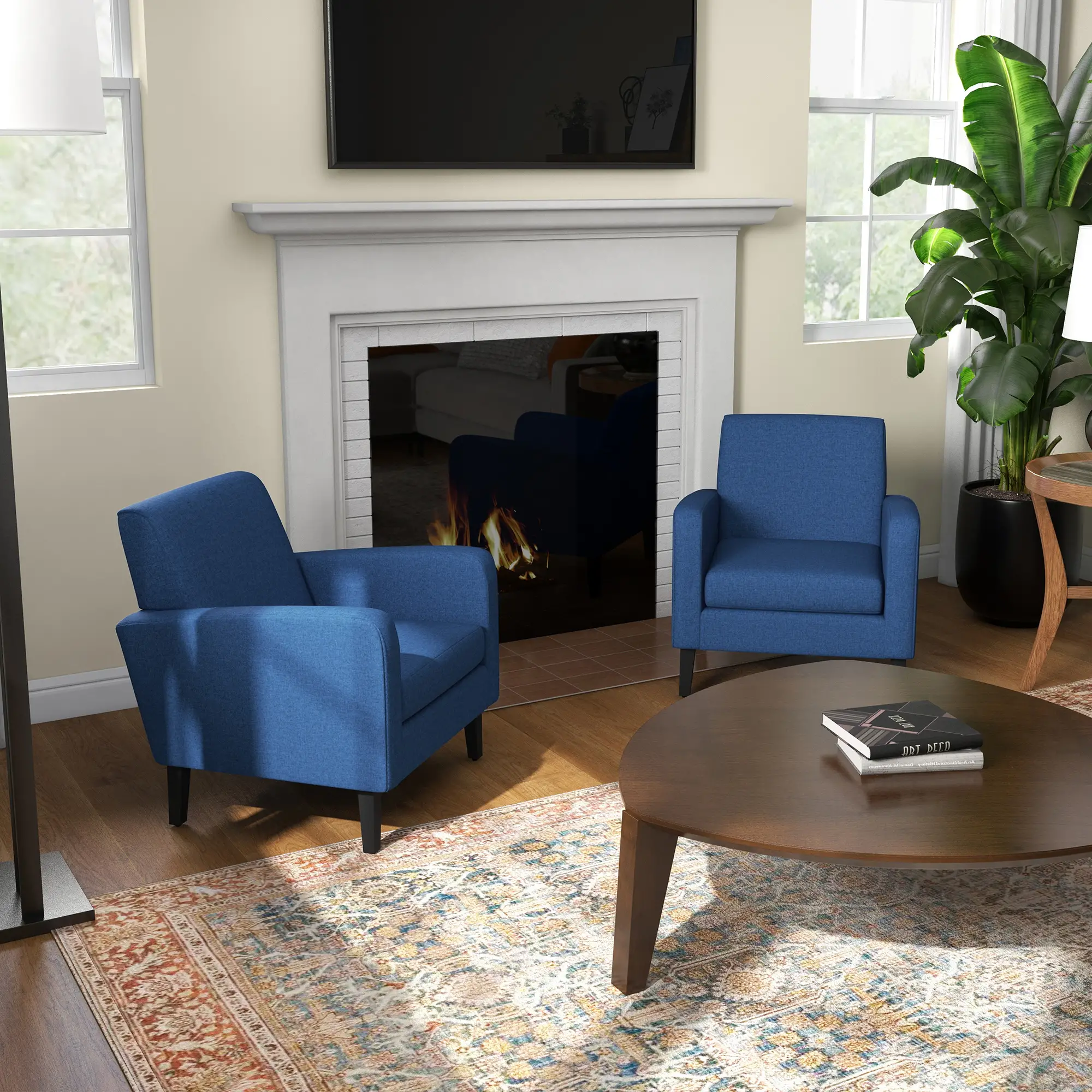 Linen Sofa 66 x 72 x 74cm, Blue - Blue - 2