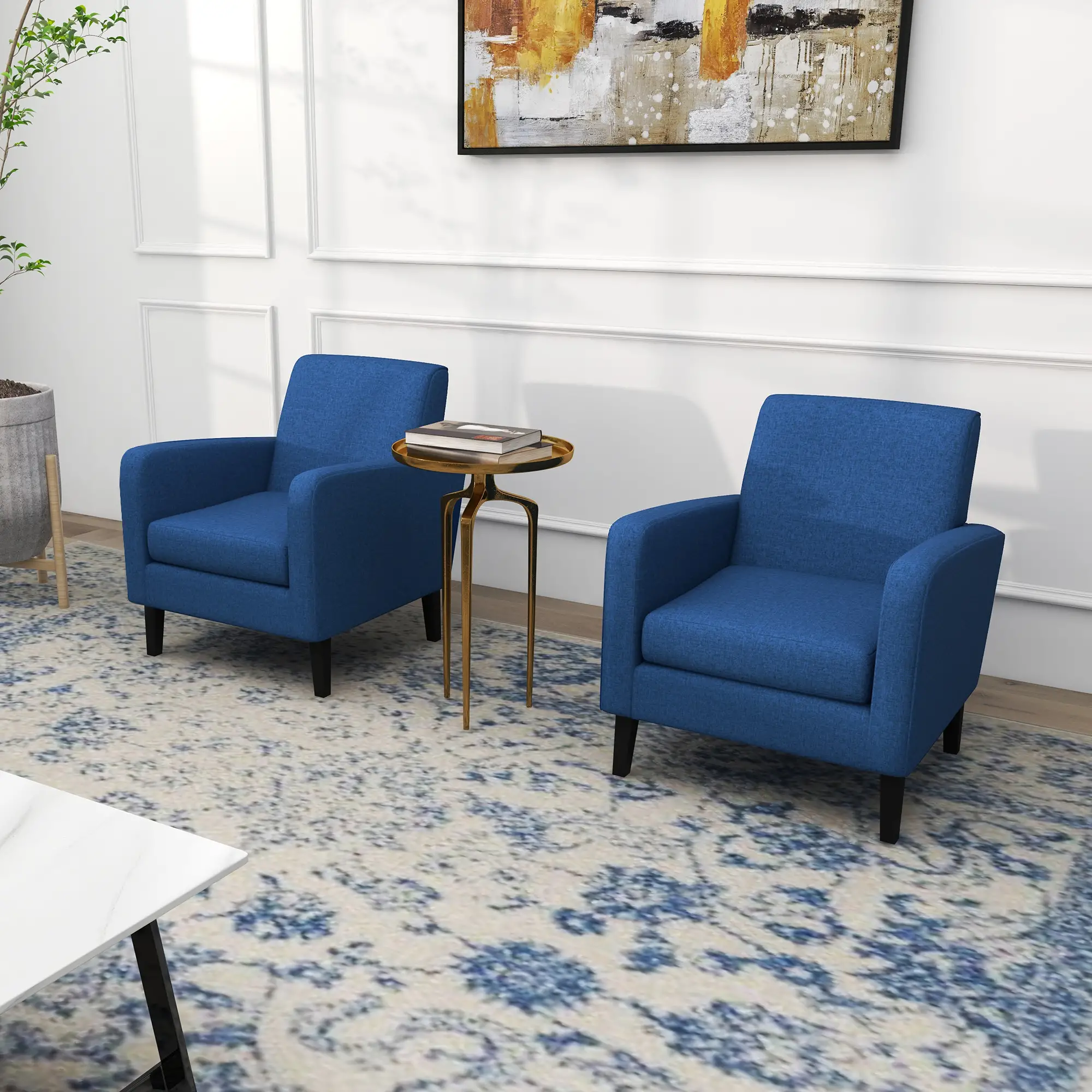 Linen Sofa 66 x 72 x 74cm, Blue - Blue - 10