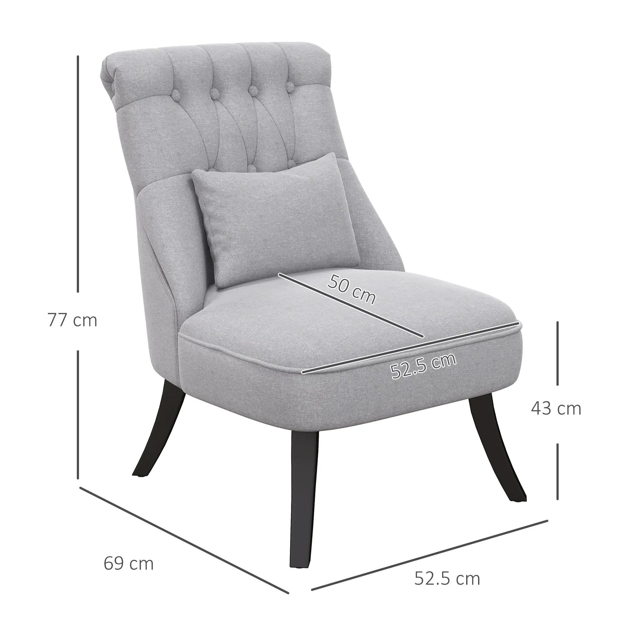 Linen Sofa 52.5 x 69 x 82cm, Grey - Grey - 3