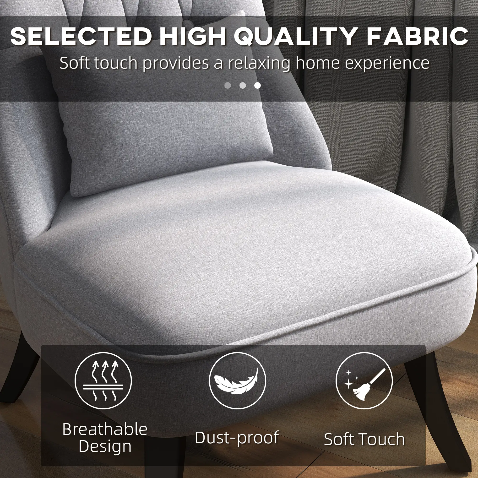 Linen Sofa 52.5 x 69 x 82cm, Grey - Grey - 5