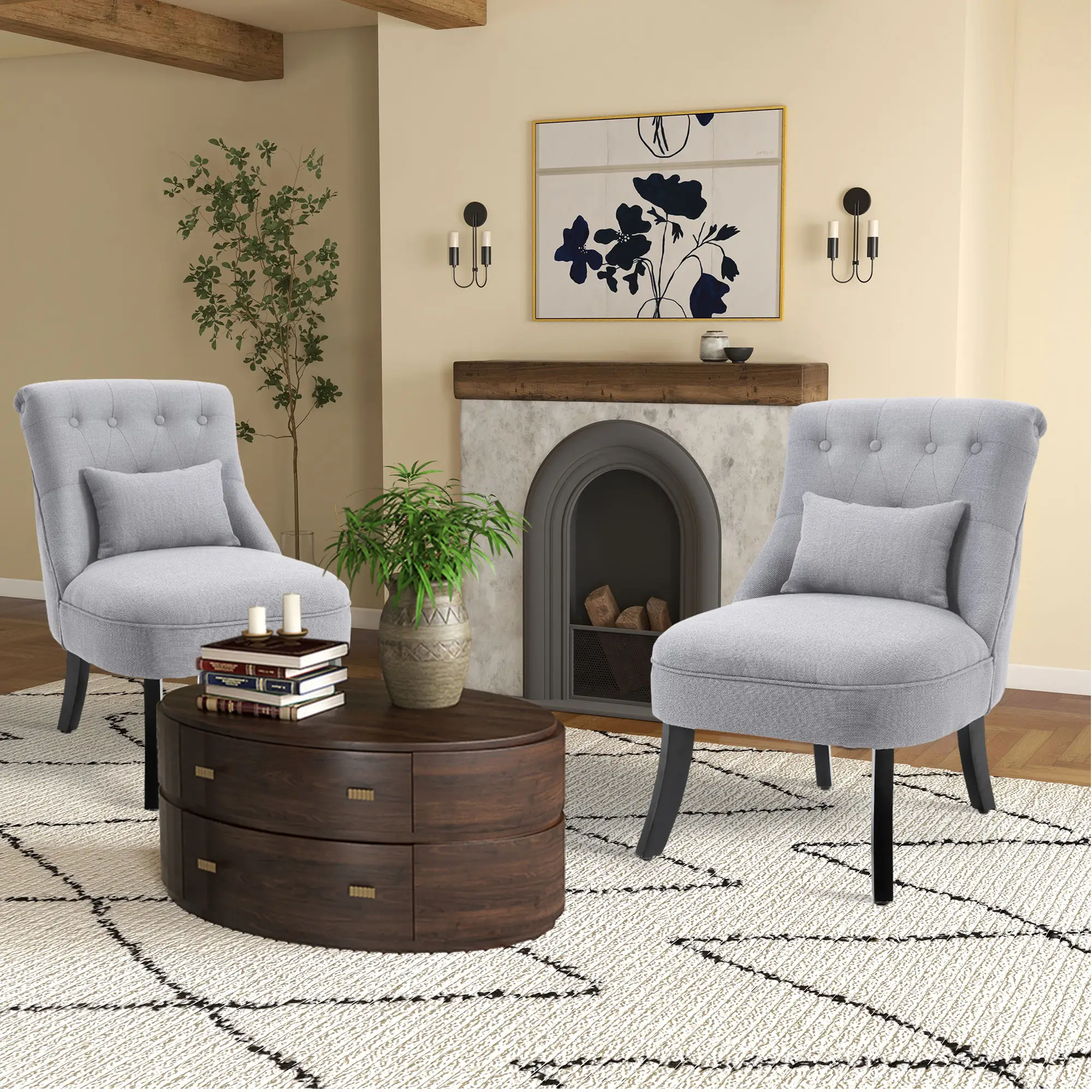 Linen Sofa 52.5 x 69 x 82cm, Grey - Grey - 10