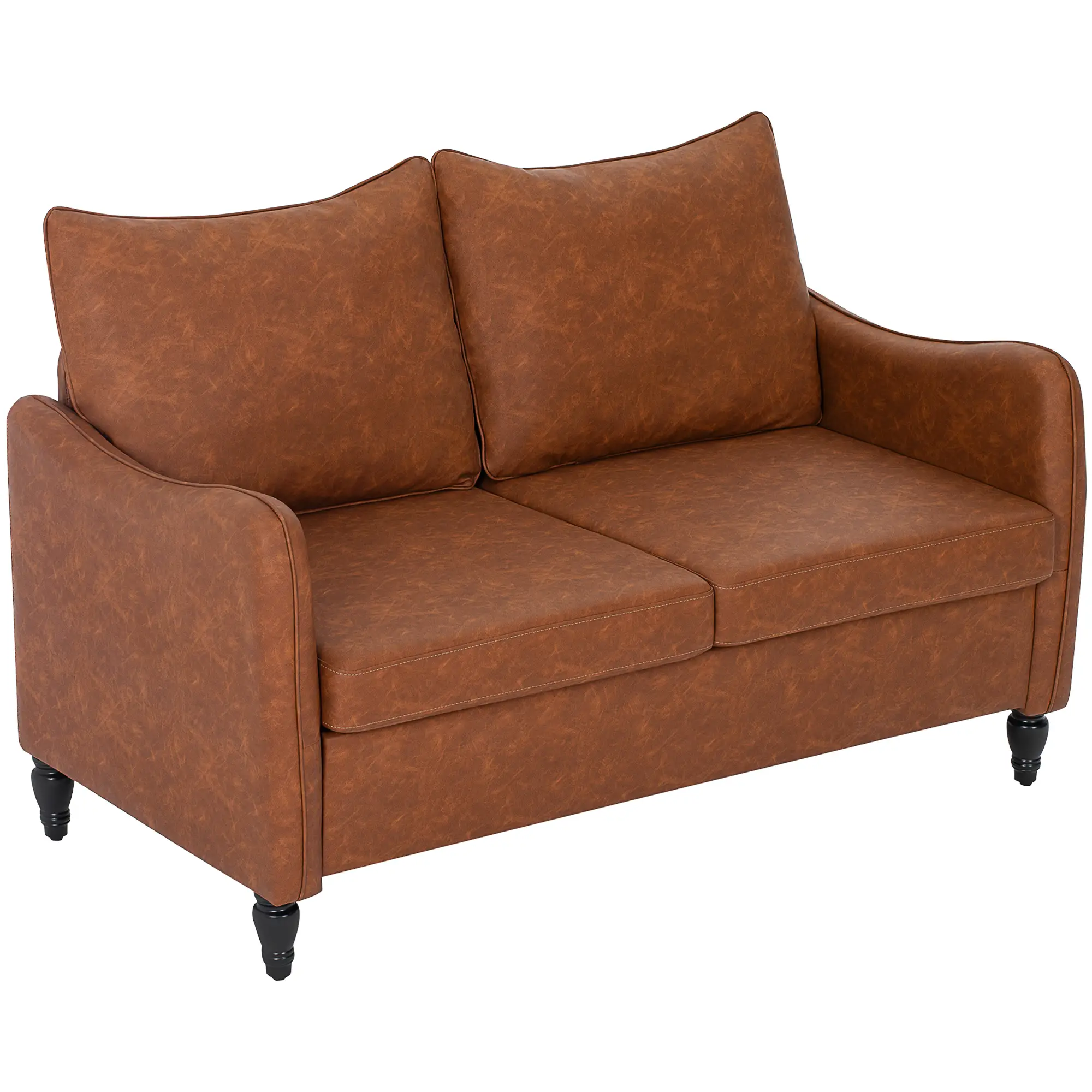 Faux Leather Sofa 135 x 74 x 85cm, Brown - Brown - 11