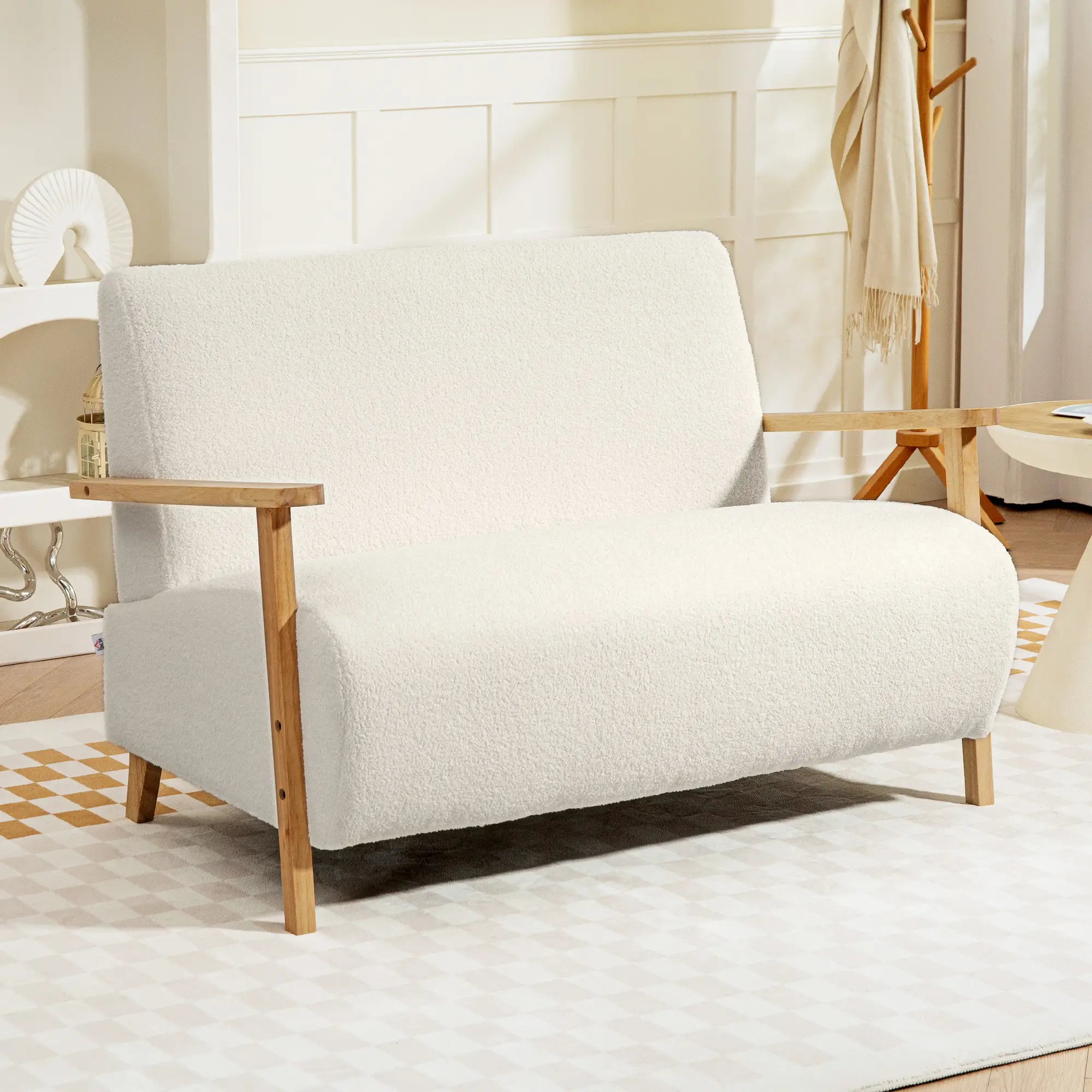 2 Seater Sofa 118 x 76 x 78cm, Cream White - Cream White - 10